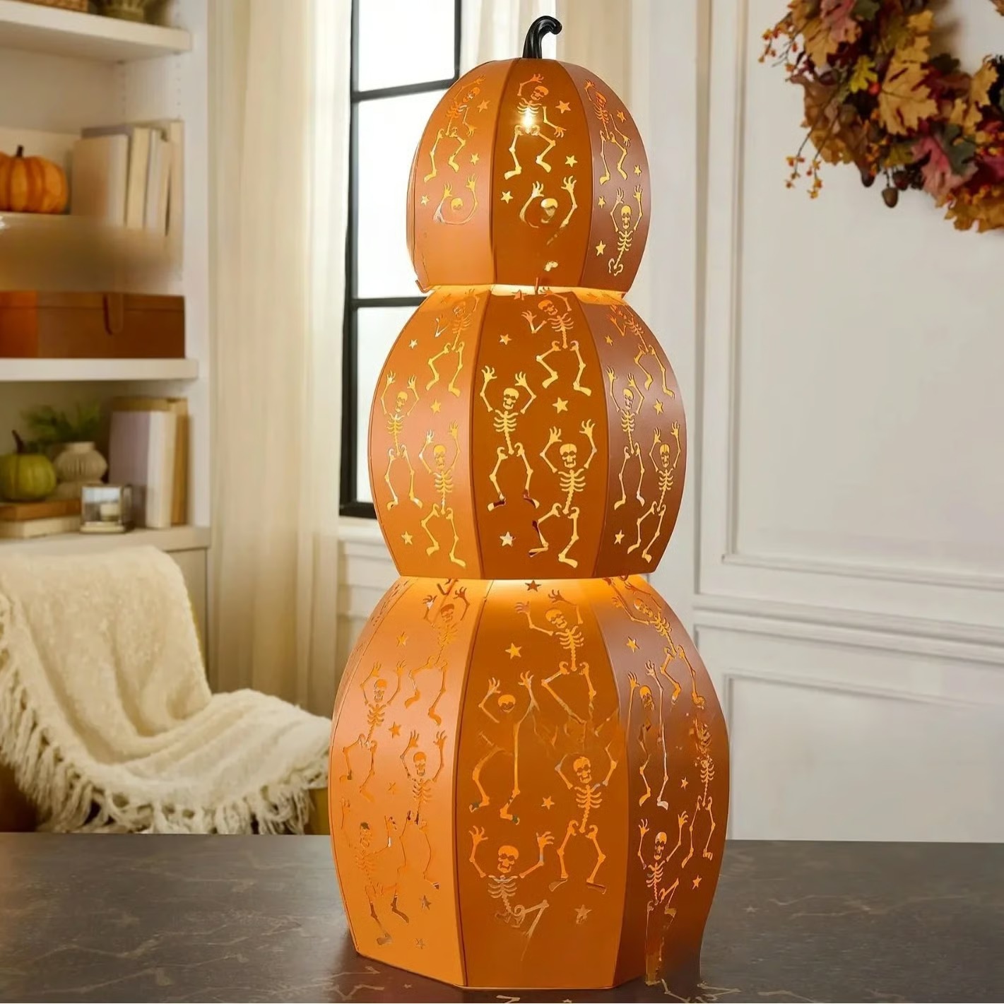 💥Halloween Must-Have! Early Bird 49% OFF 🎃✨Light-Up Stackable Skeleton Pumpkin