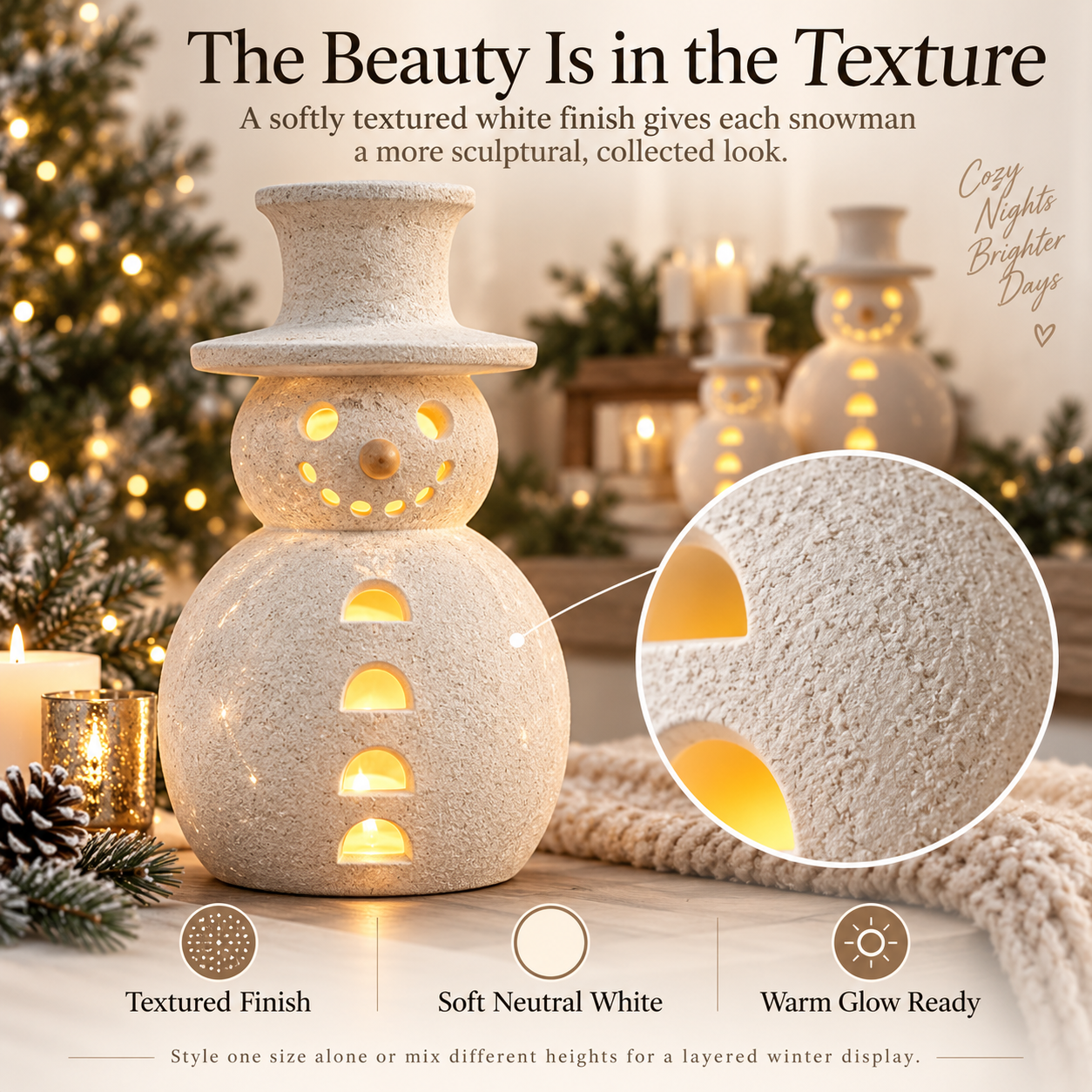 💥⛄49% OFF -Neutral Snowman Glow Decor – Beautiful by Day, Magical by Night