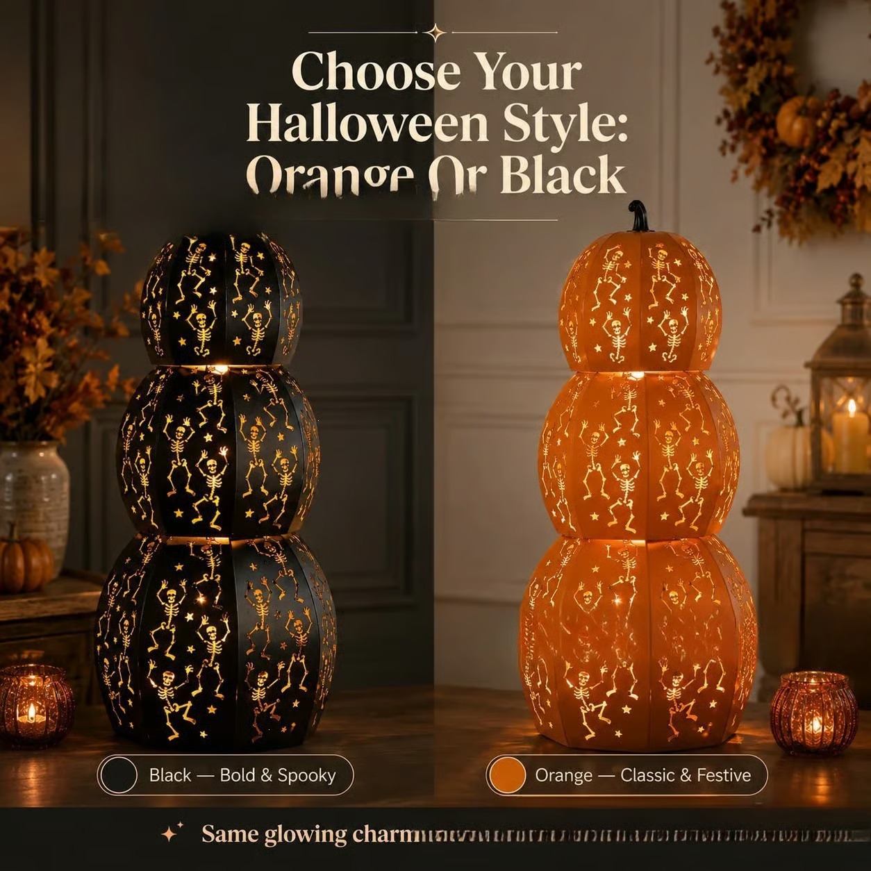 💥Halloween Must-Have! Early Bird 49% OFF 🎃✨Light-Up Stackable Skeleton Pumpkin