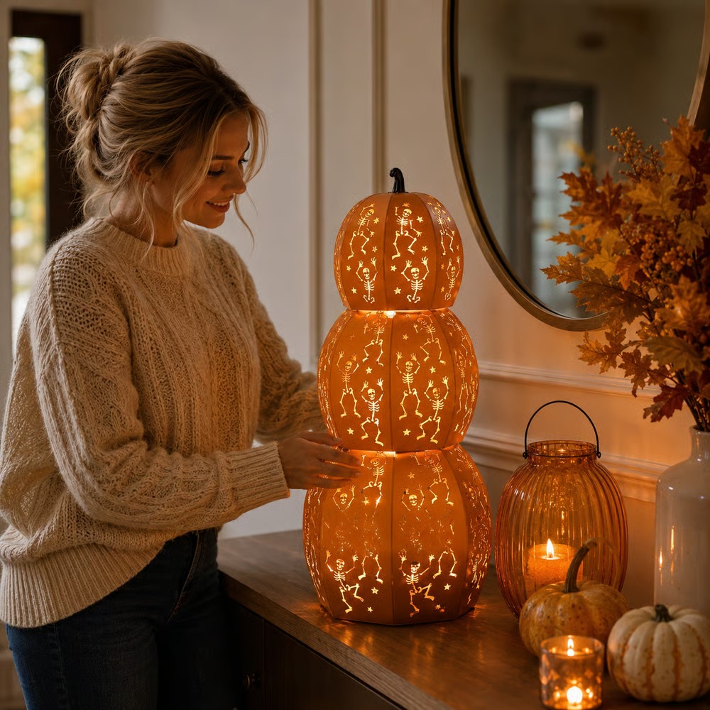 💥Halloween Must-Have! Early Bird 49% OFF 🎃✨Light-Up Stackable Skeleton Pumpkin