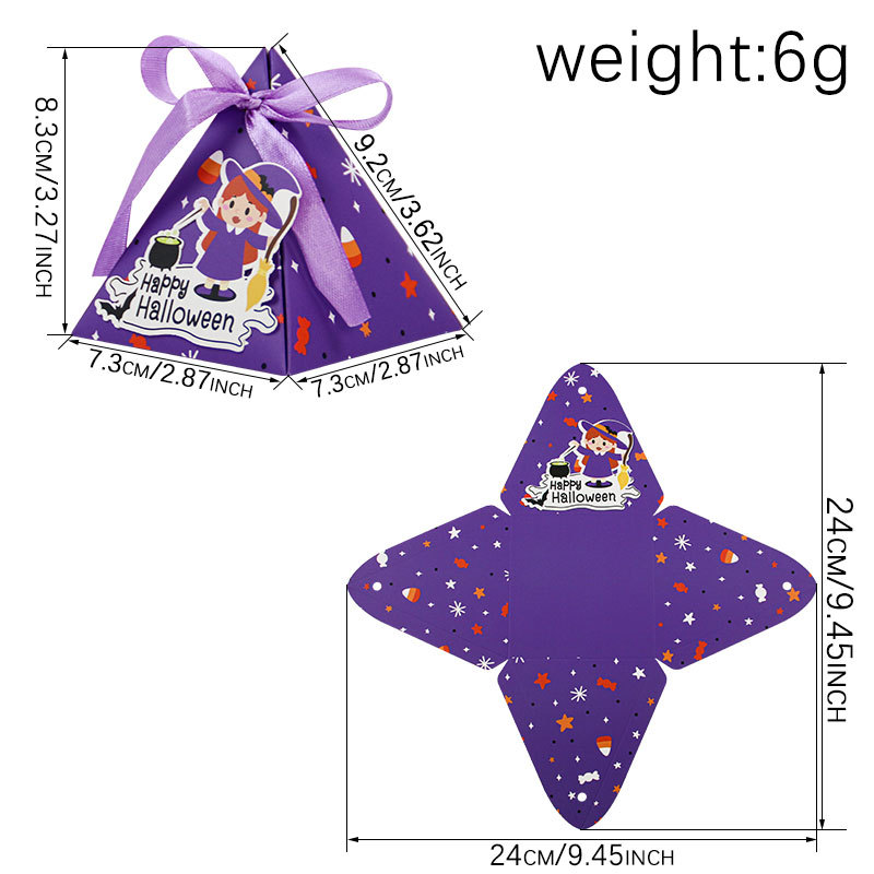 🎃 Halloween Triangle Candy Treat Boxes Cute Witch Ghost Pumpkin Party Favor Holders