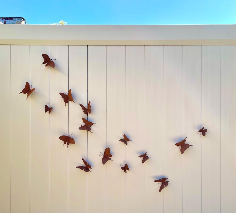 Set of 15 Rustic Butterfly Metal Wall Art – Yard Decor – Animal Garden Sculpture