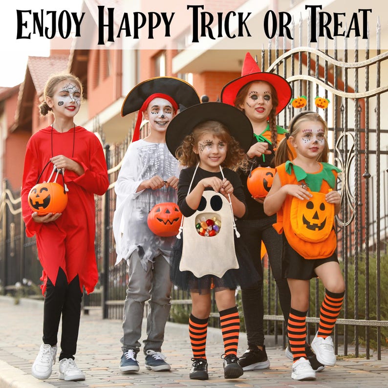 🔥Bestseller Cute Ghost Halloween Candy Bag ✨ See Through Window Kids Trick Or Treat Pouch
