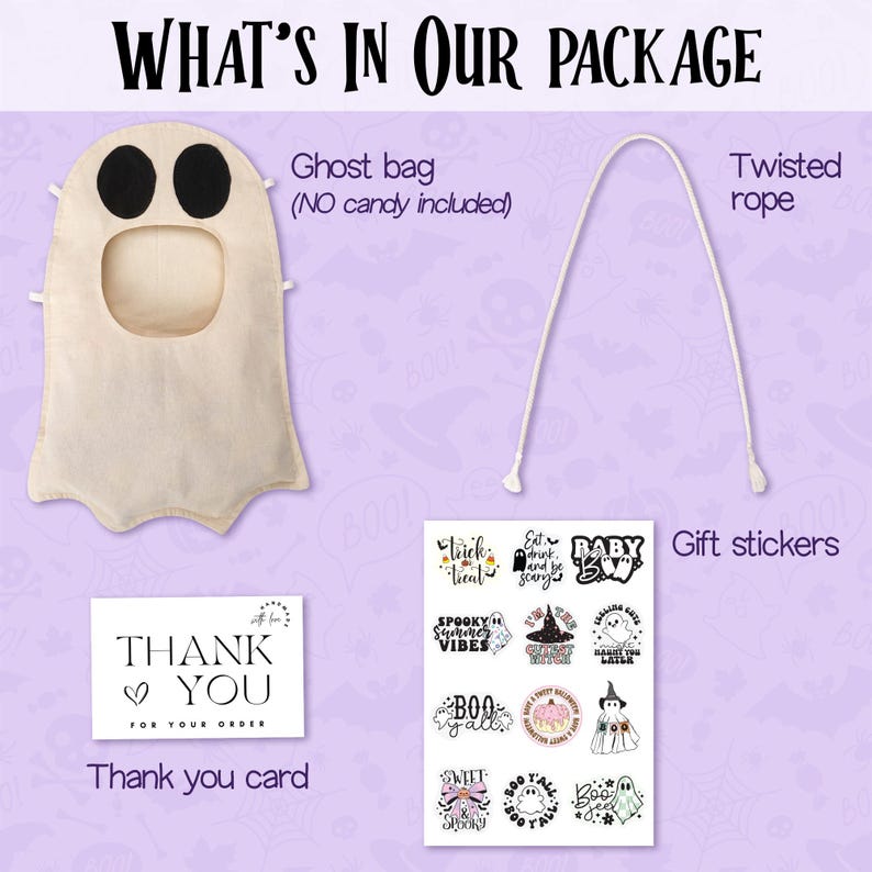 🔥Bestseller Cute Ghost Halloween Candy Bag ✨ See Through Window Kids Trick Or Treat Pouch