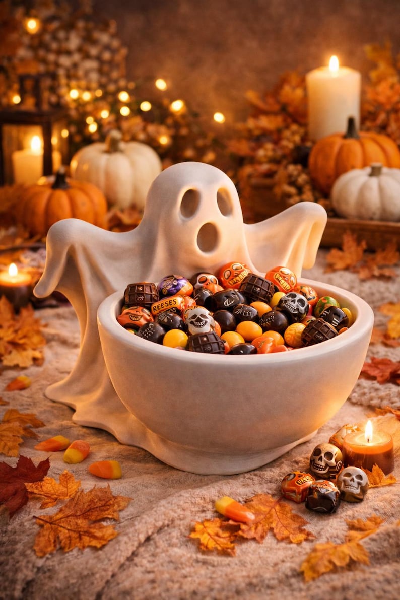 Spooky Ghost Candy Bowl STL, Halloween Treat Holder 3D Print File