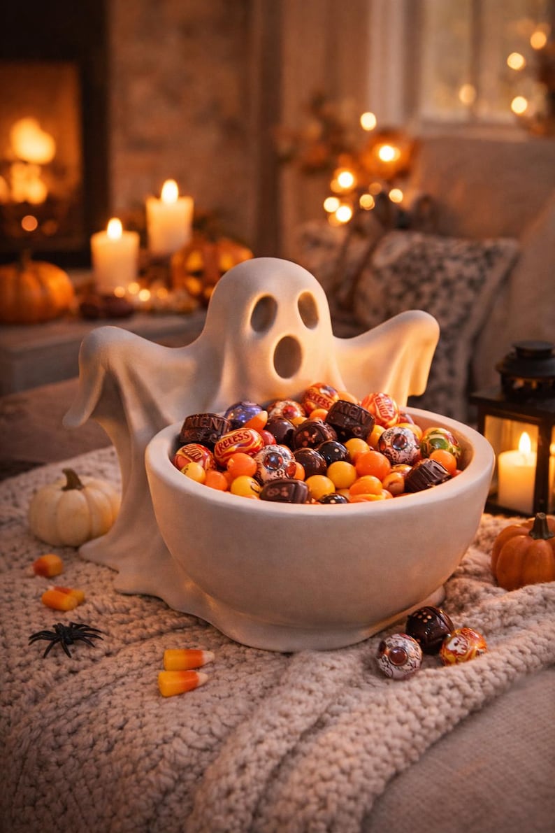 Spooky Ghost Candy Bowl STL, Halloween Treat Holder 3D Print File