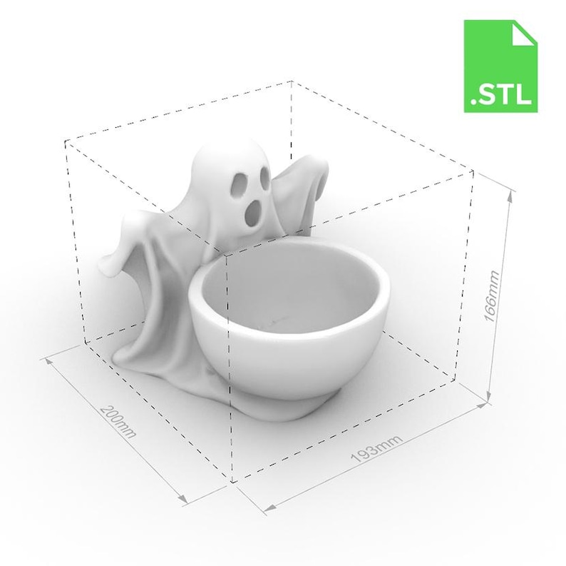 Spooky Ghost Candy Bowl STL, Halloween Treat Holder 3D Print File