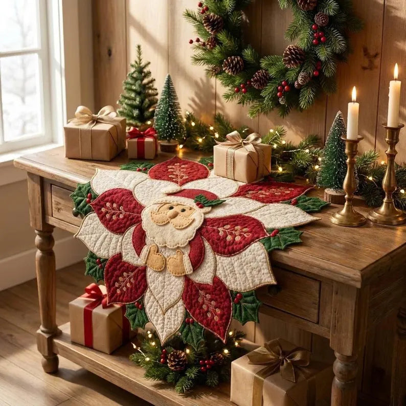 🔥49% Off Last Day -🎄 Christmas Santa & Poinsettia Quilted Table Collection