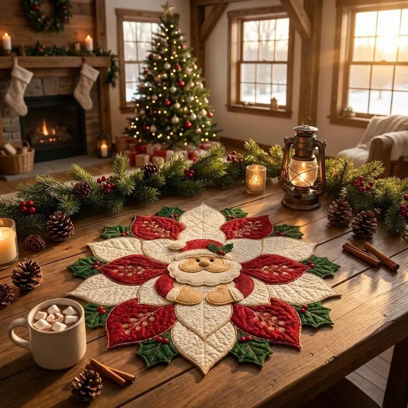 🔥49% Off Last Day -🎄 Christmas Santa & Poinsettia Quilted Table Collection