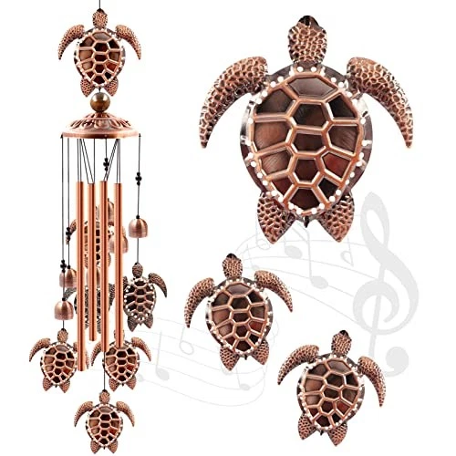Sea Turtle Wind Chime 🐢  Soothing Bronze Coastal Garden Decor