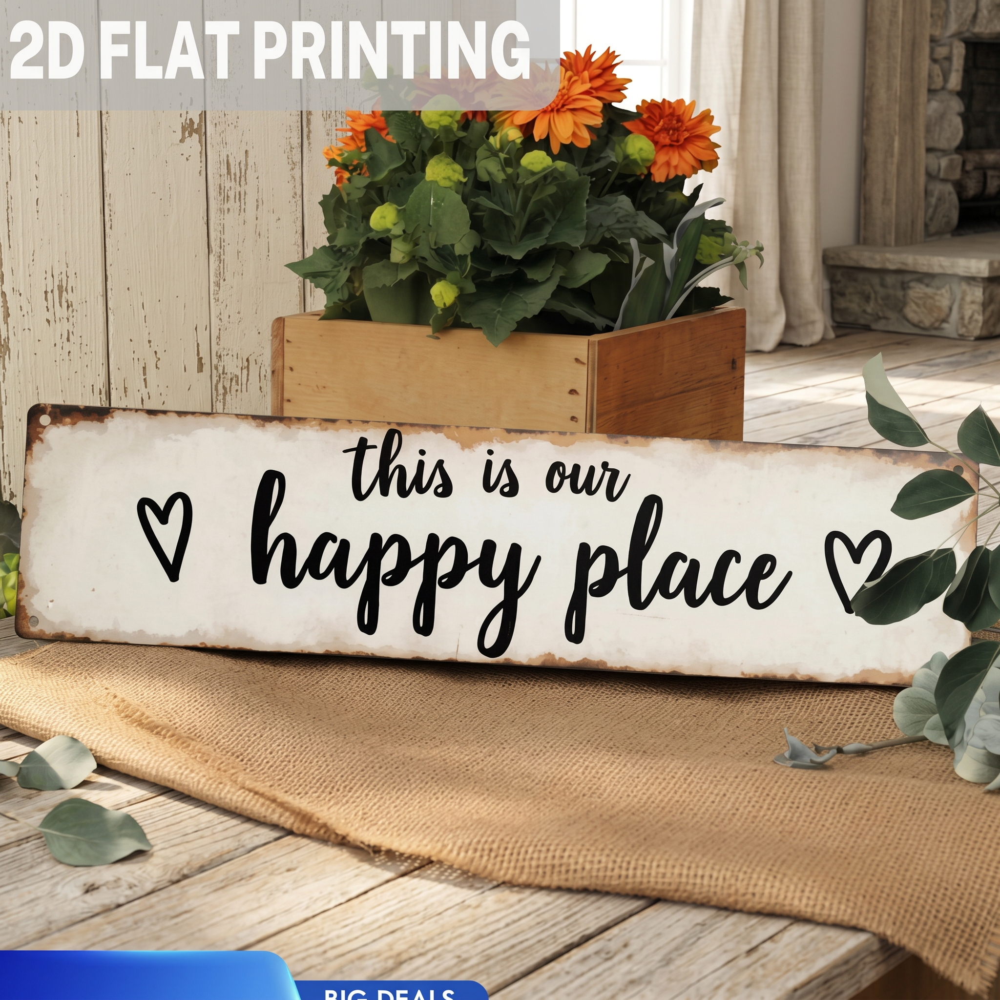 1pc Rustic "This Is Our Happy Place" Metal Wall Sign