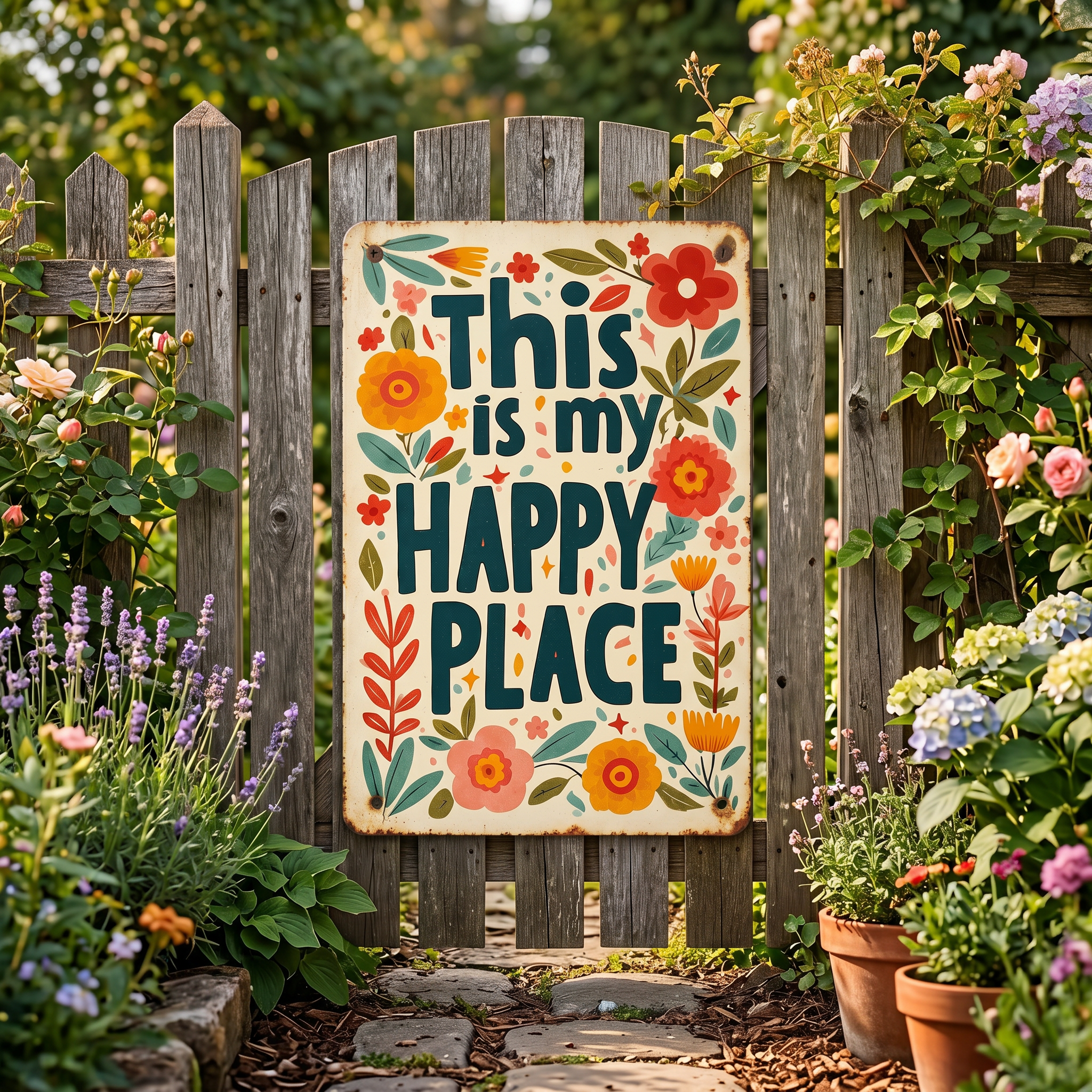 "This Is My Happy Place "Flower Vintage Tin Sign🌸