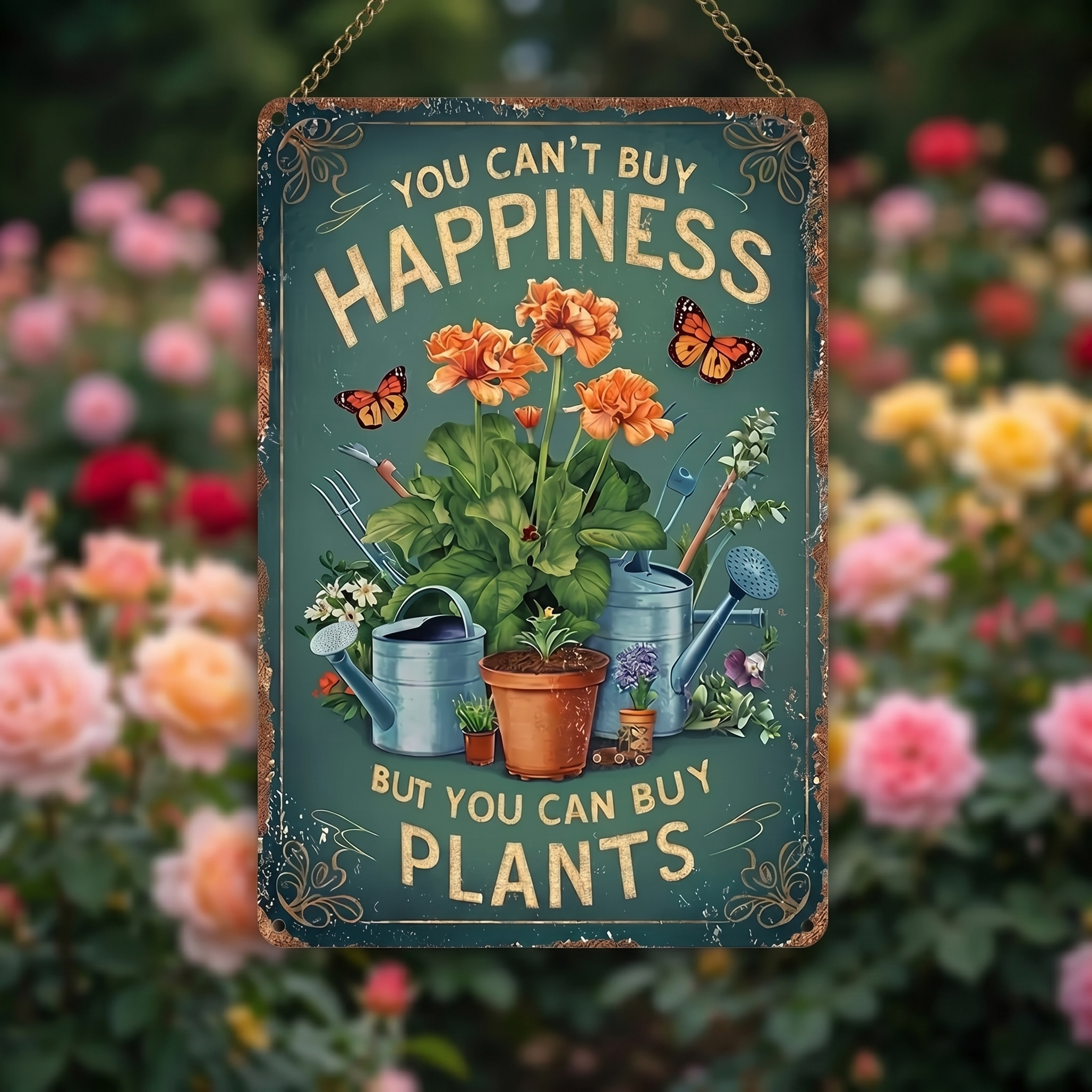 Garden Sign-You Can't Buy Happiness, But You Can Buy Plants.