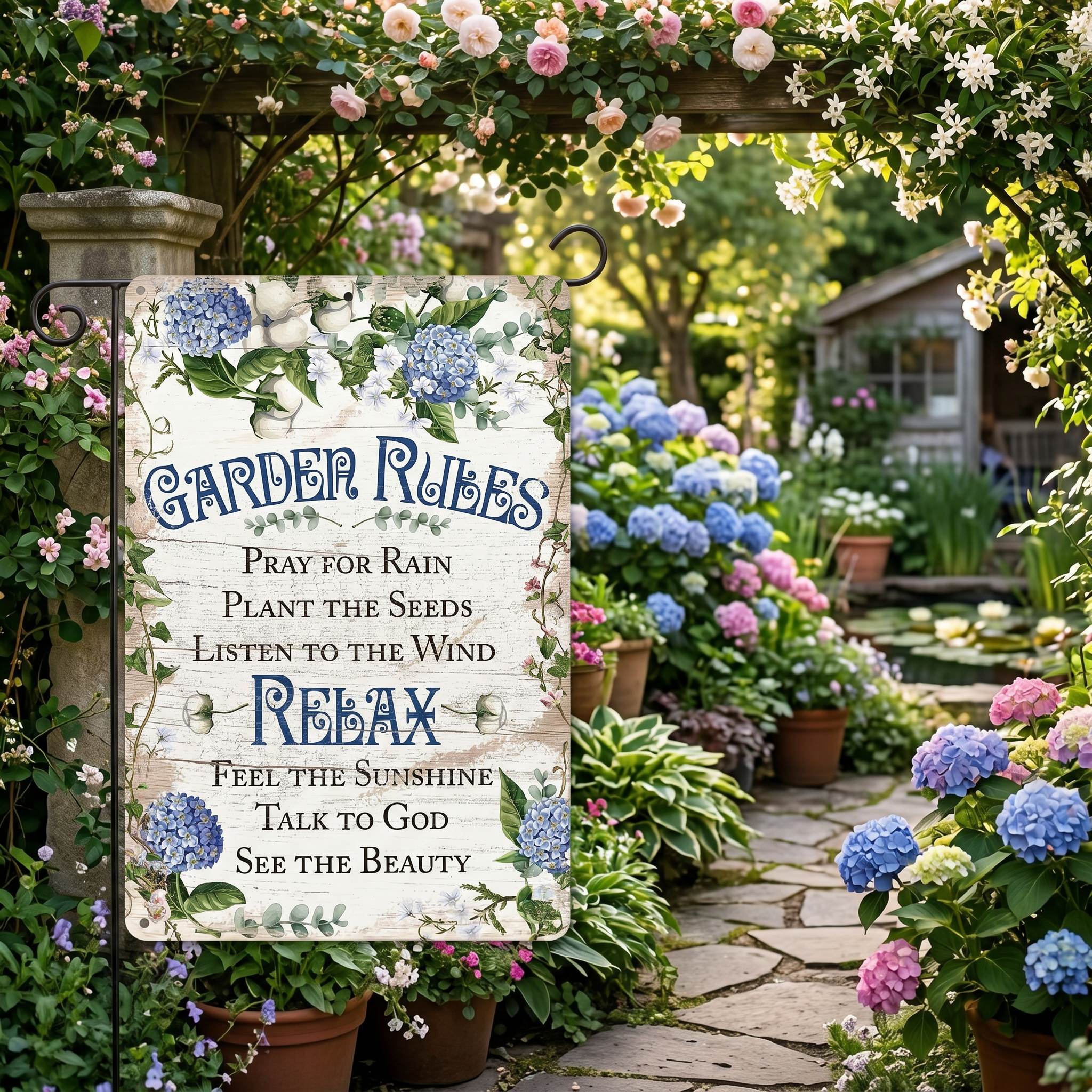 Garden Sign-Garden Rules: Stay Relaxed 🌱💛