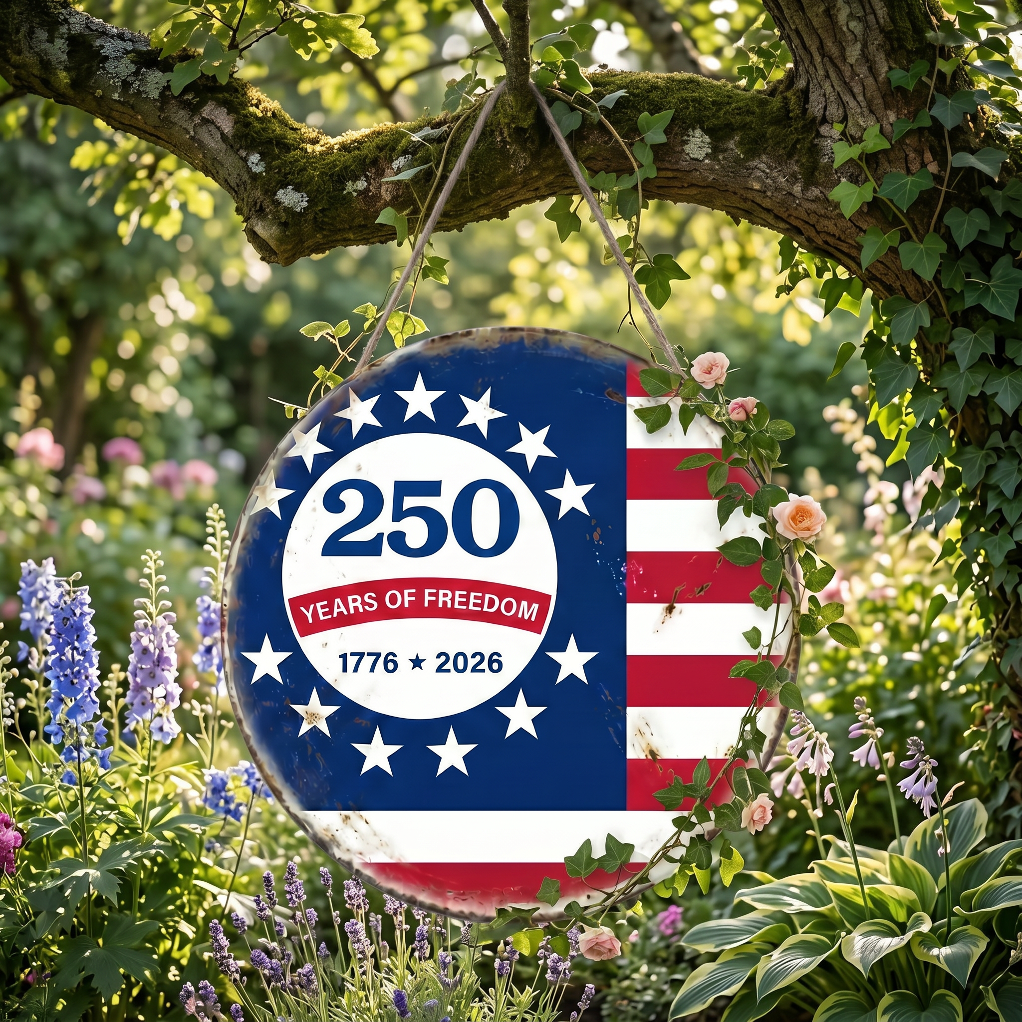 Patriotic 250th Anniversary 1776 2026 United States of Door Sign-“Years of Freedom” Door Sign