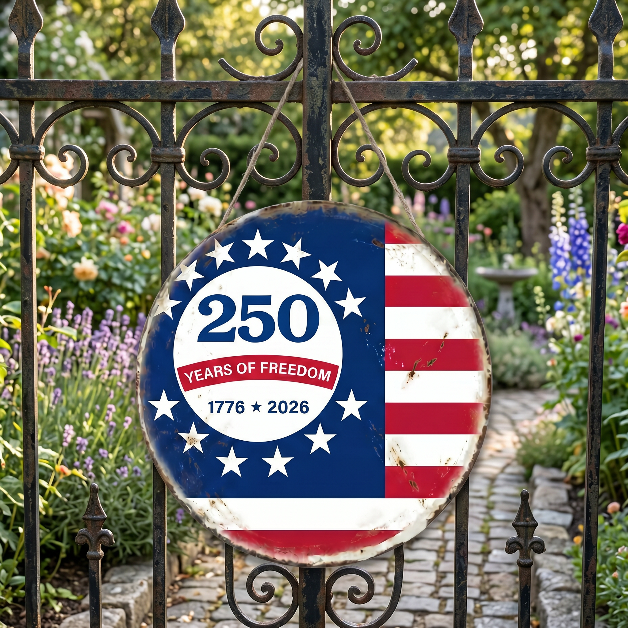Patriotic 250th Anniversary 1776 2026 United States of Door Sign-“Years of Freedom” Door Sign