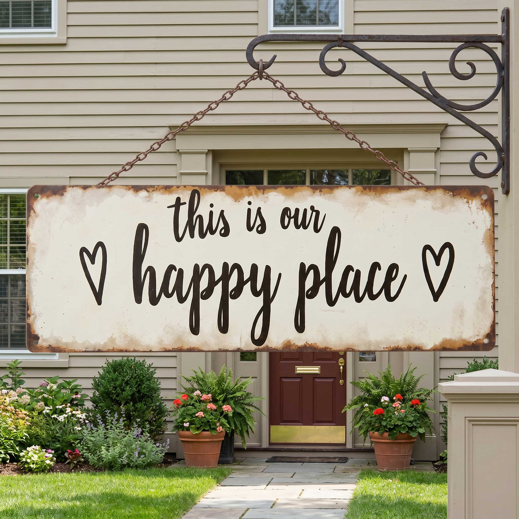 1pc Rustic "This Is Our Happy Place" Metal Wall Sign
