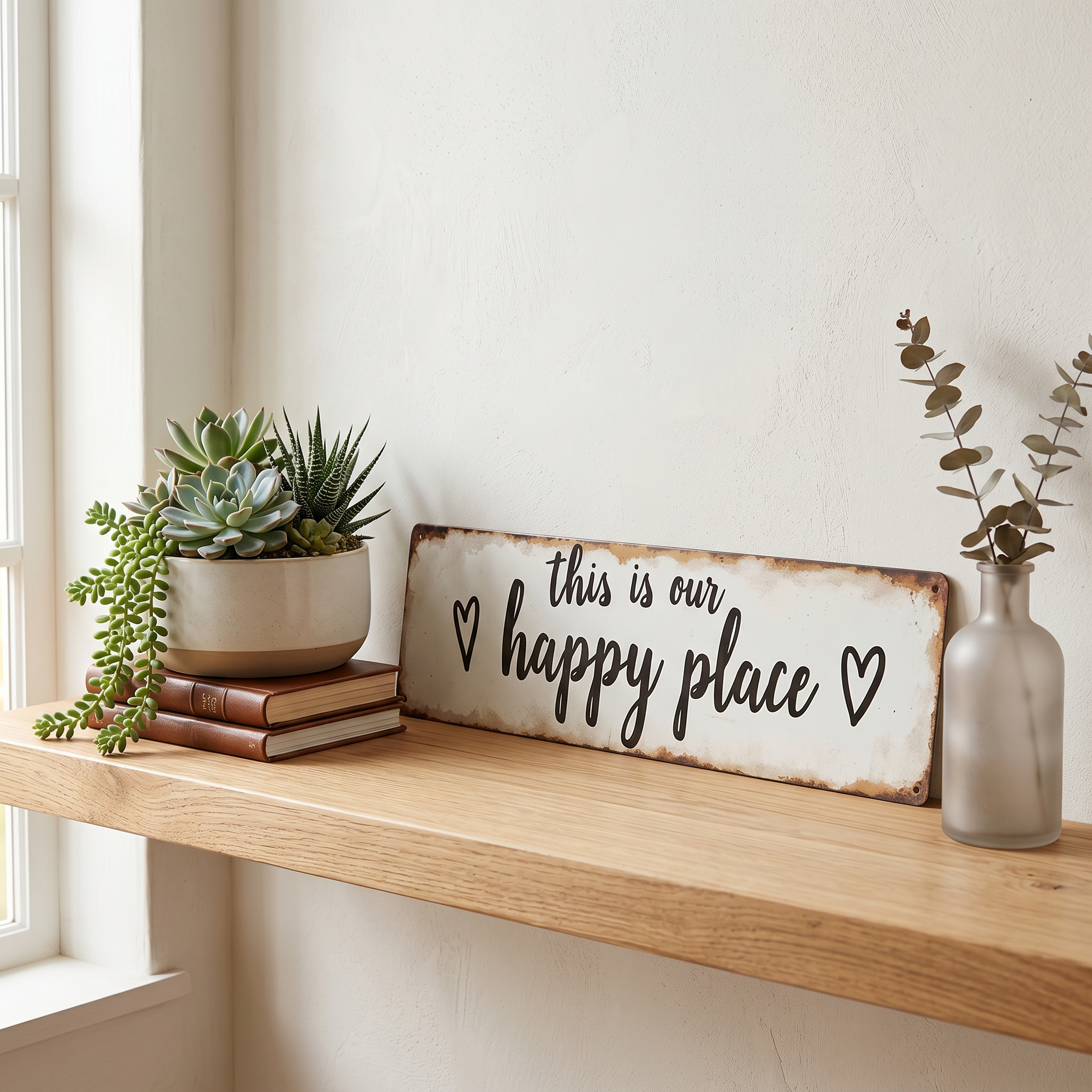 1pc Rustic "This Is Our Happy Place" Metal Wall Sign