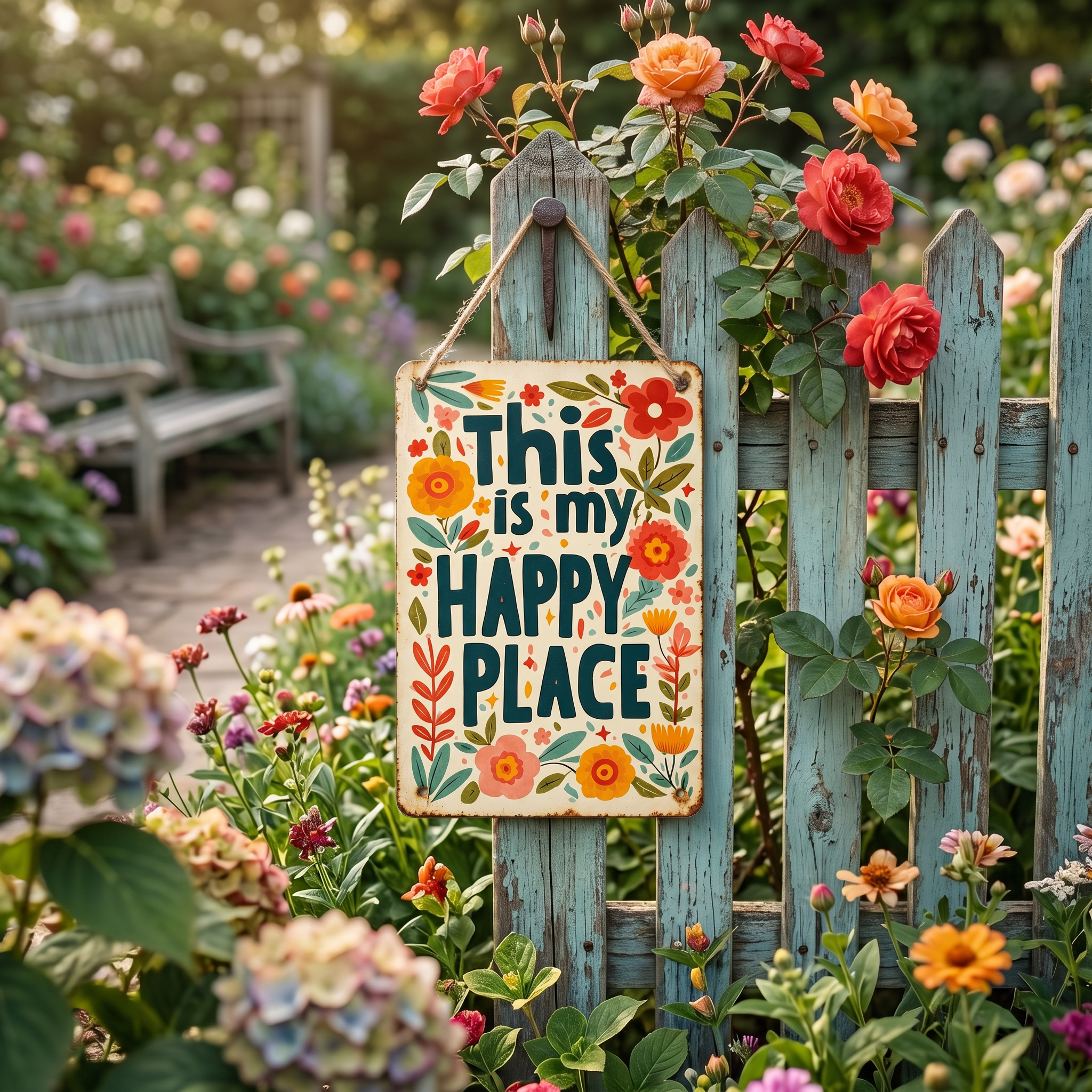 "This Is My Happy Place "Flower Vintage Tin Sign🌸