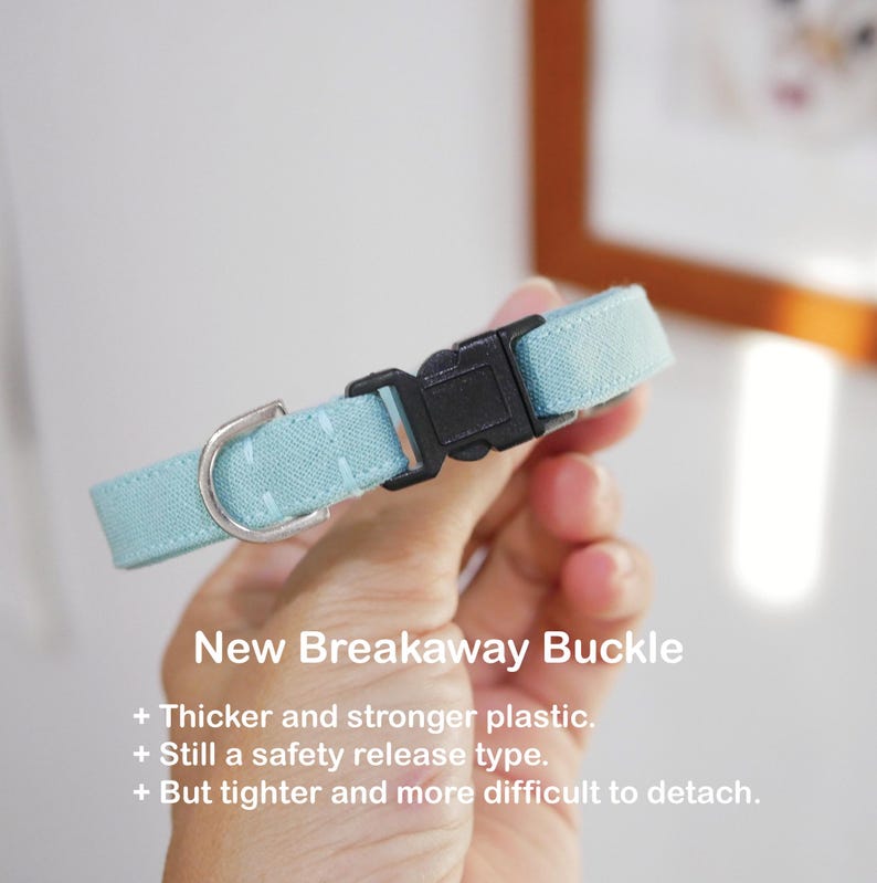 Hand Embroidered Cat Collar: Personalized Cotton Linen, Breakaway Kitten Collar