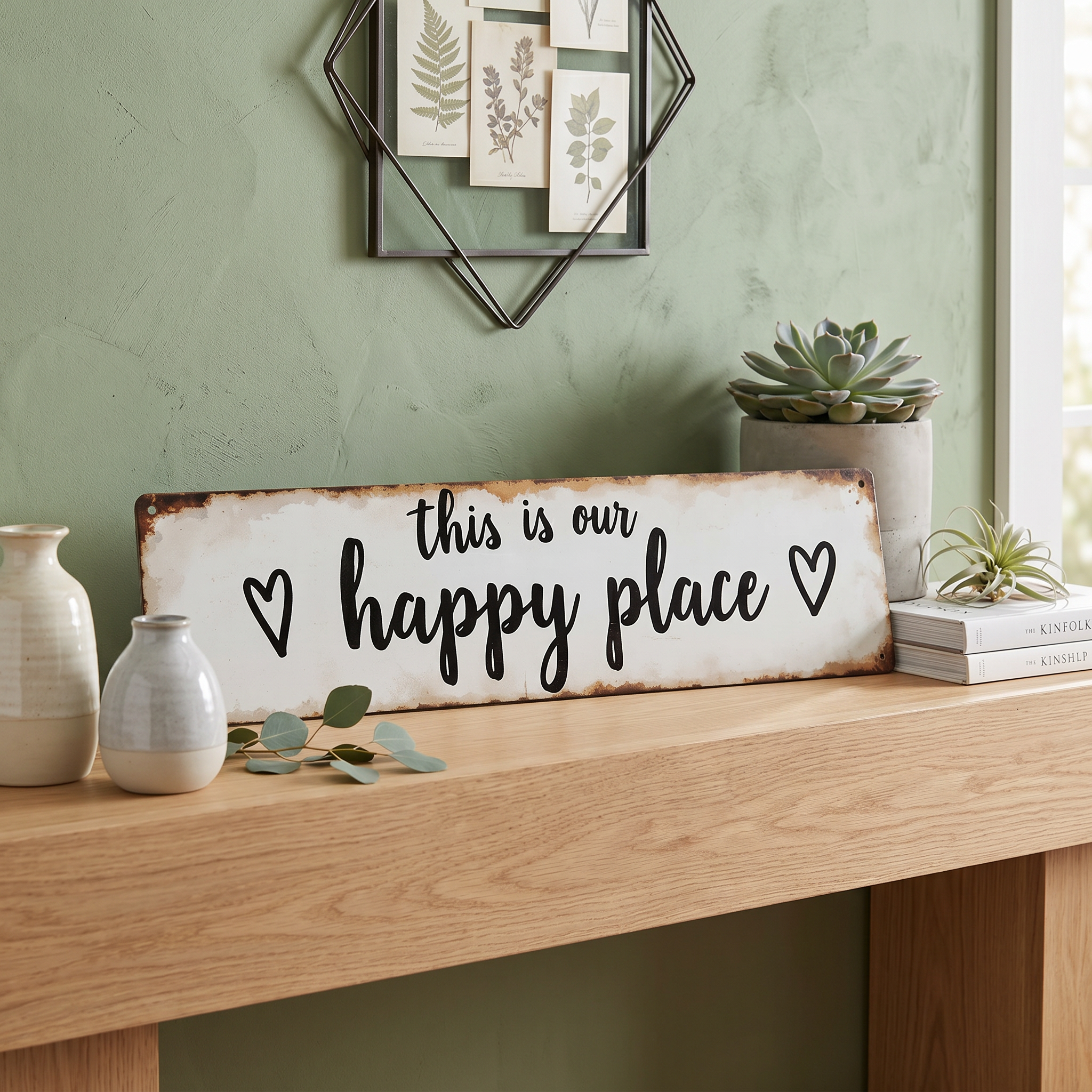 1pc Rustic "This Is Our Happy Place" Metal Wall Sign