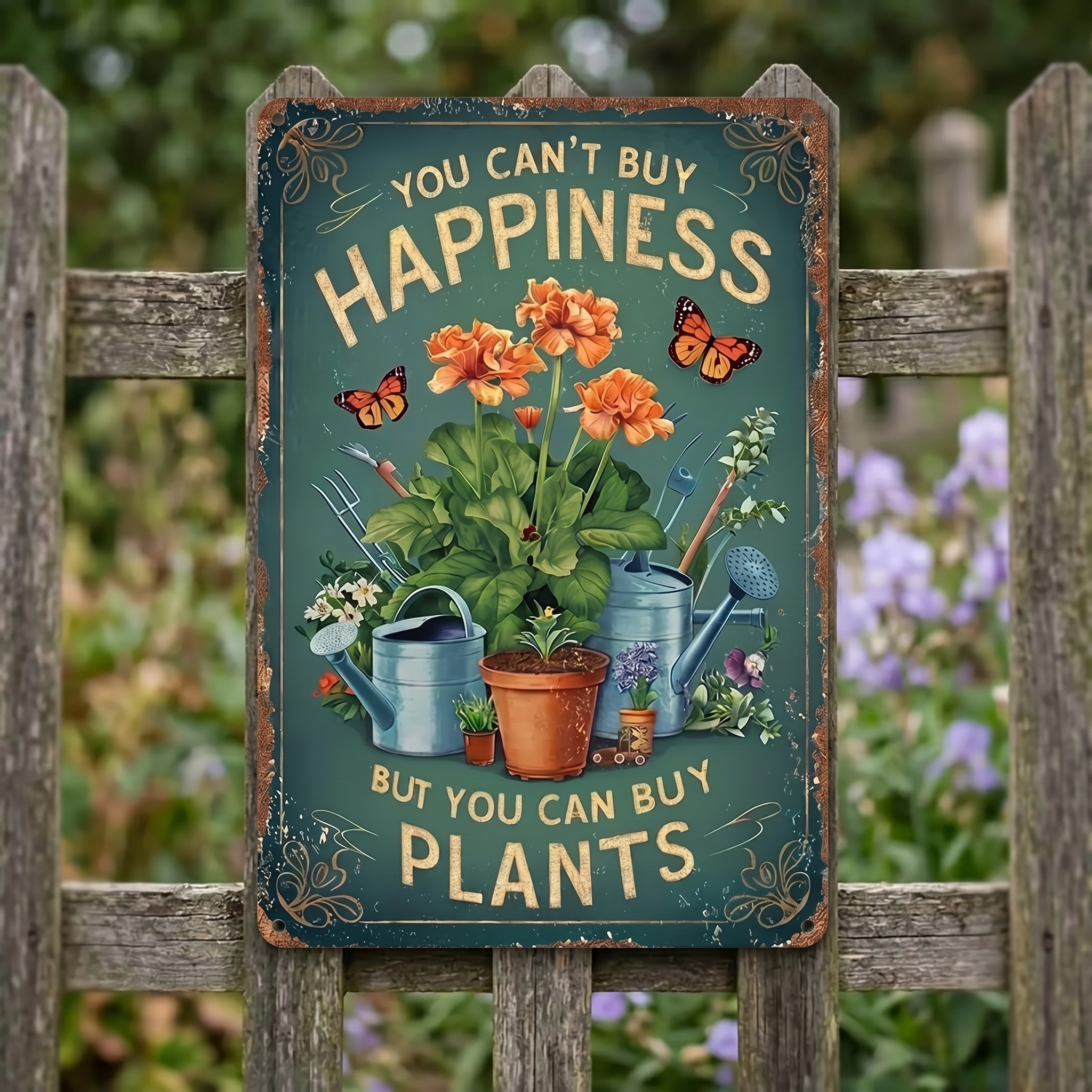 Garden Sign-You Can't Buy Happiness, But You Can Buy Plants.