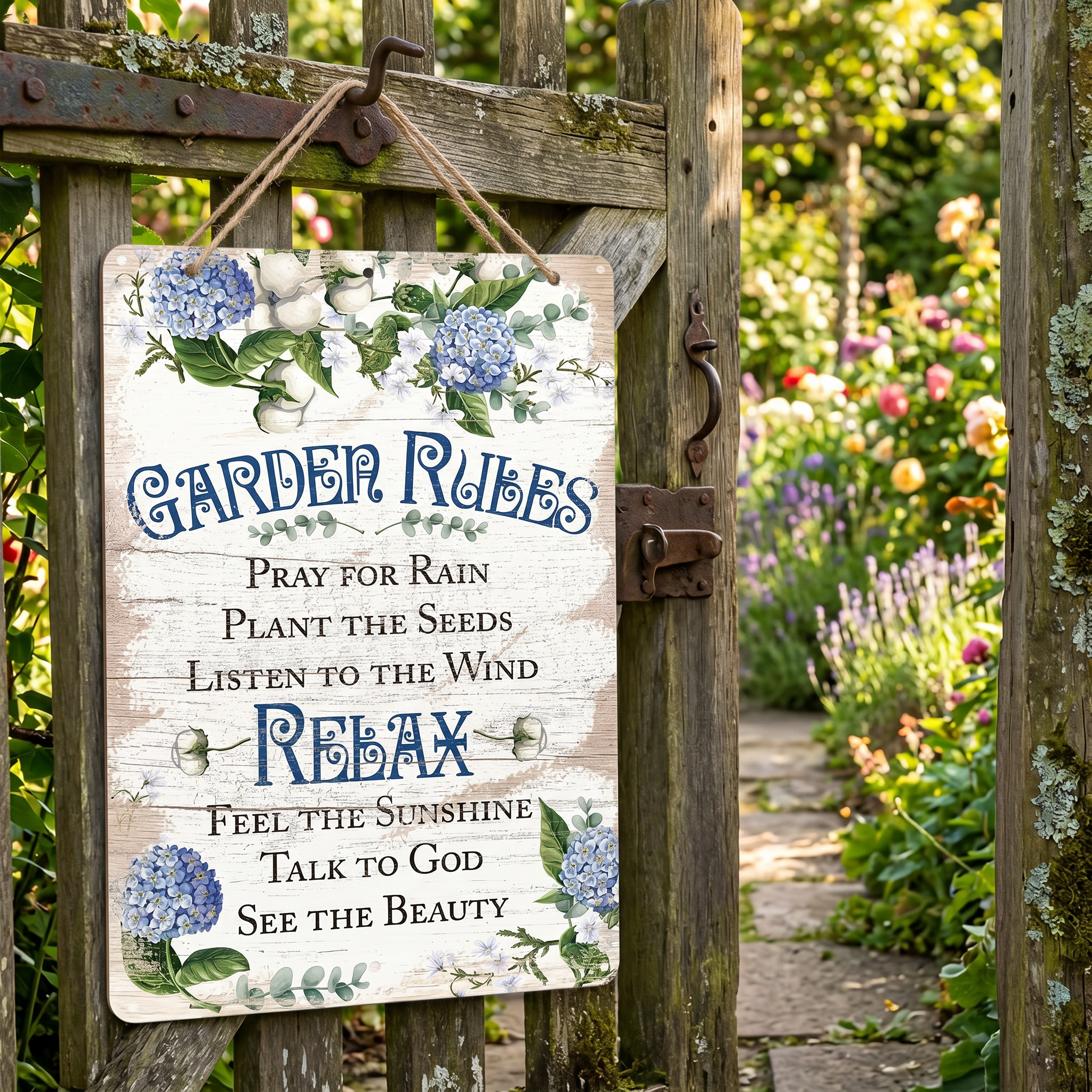 Garden Sign-Garden Rules: Stay Relaxed 🌱💛