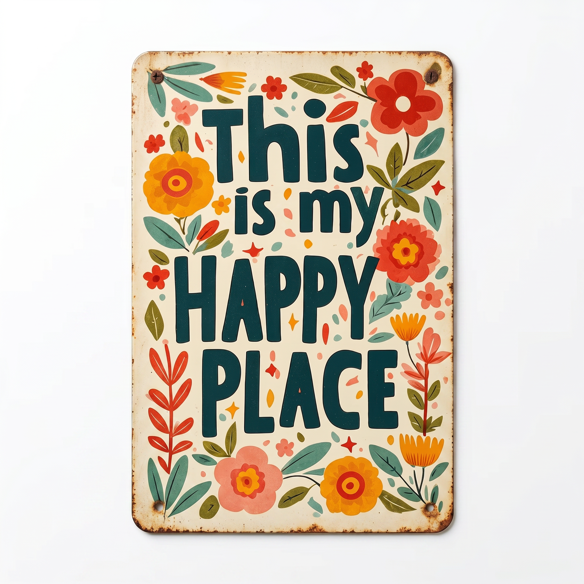 "This Is My Happy Place "Flower Vintage Tin Sign🌸