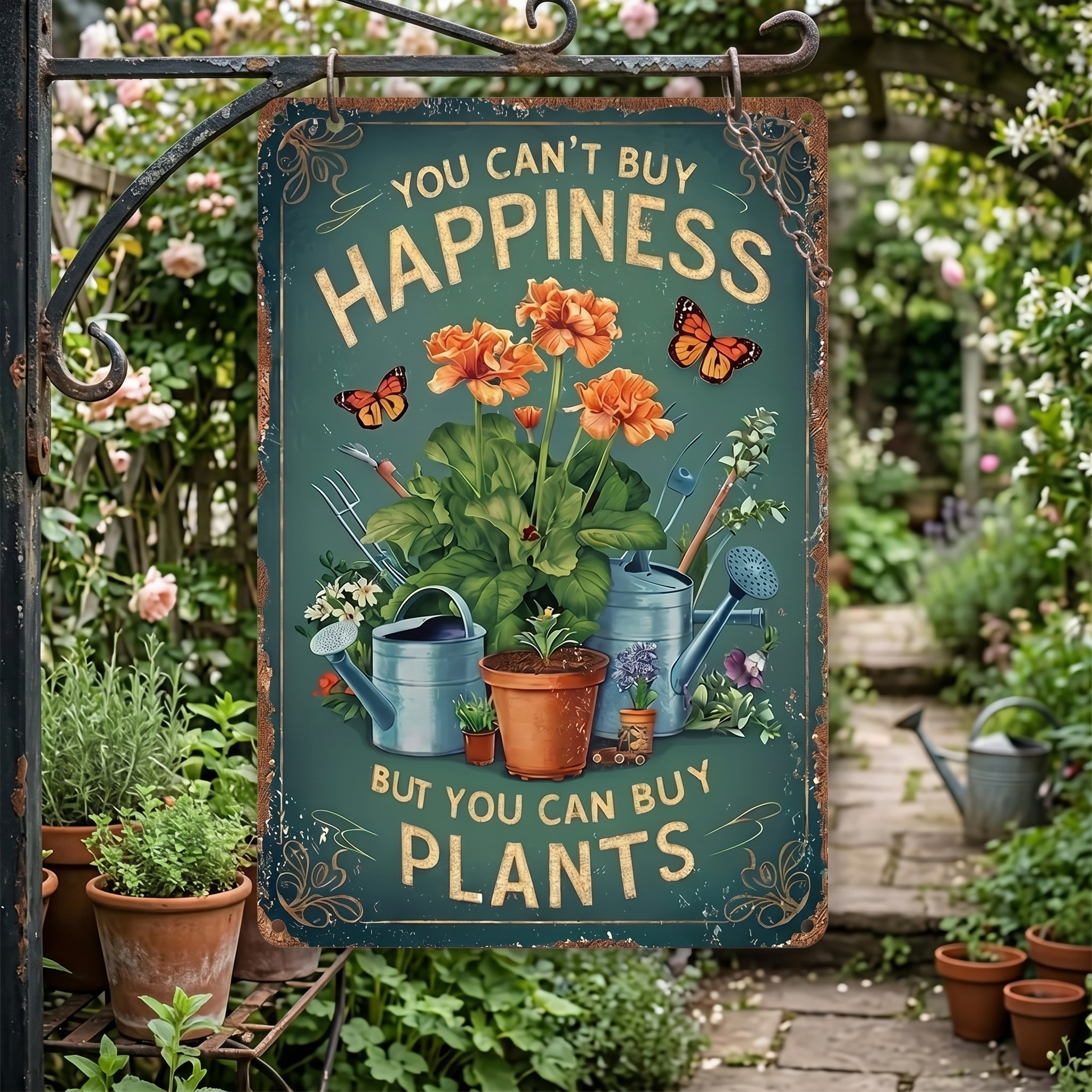 Garden Sign-You Can't Buy Happiness, But You Can Buy Plants.