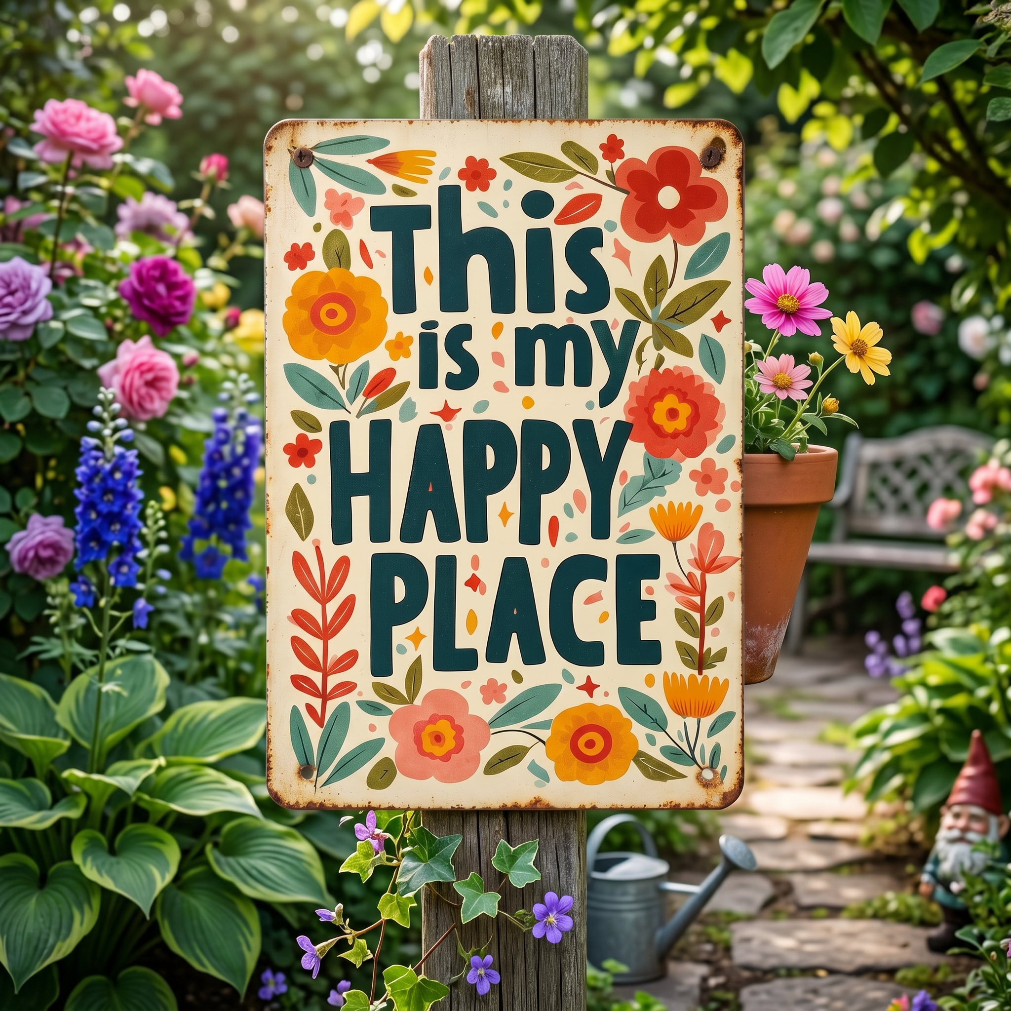 "This Is My Happy Place "Flower Vintage Tin Sign🌸