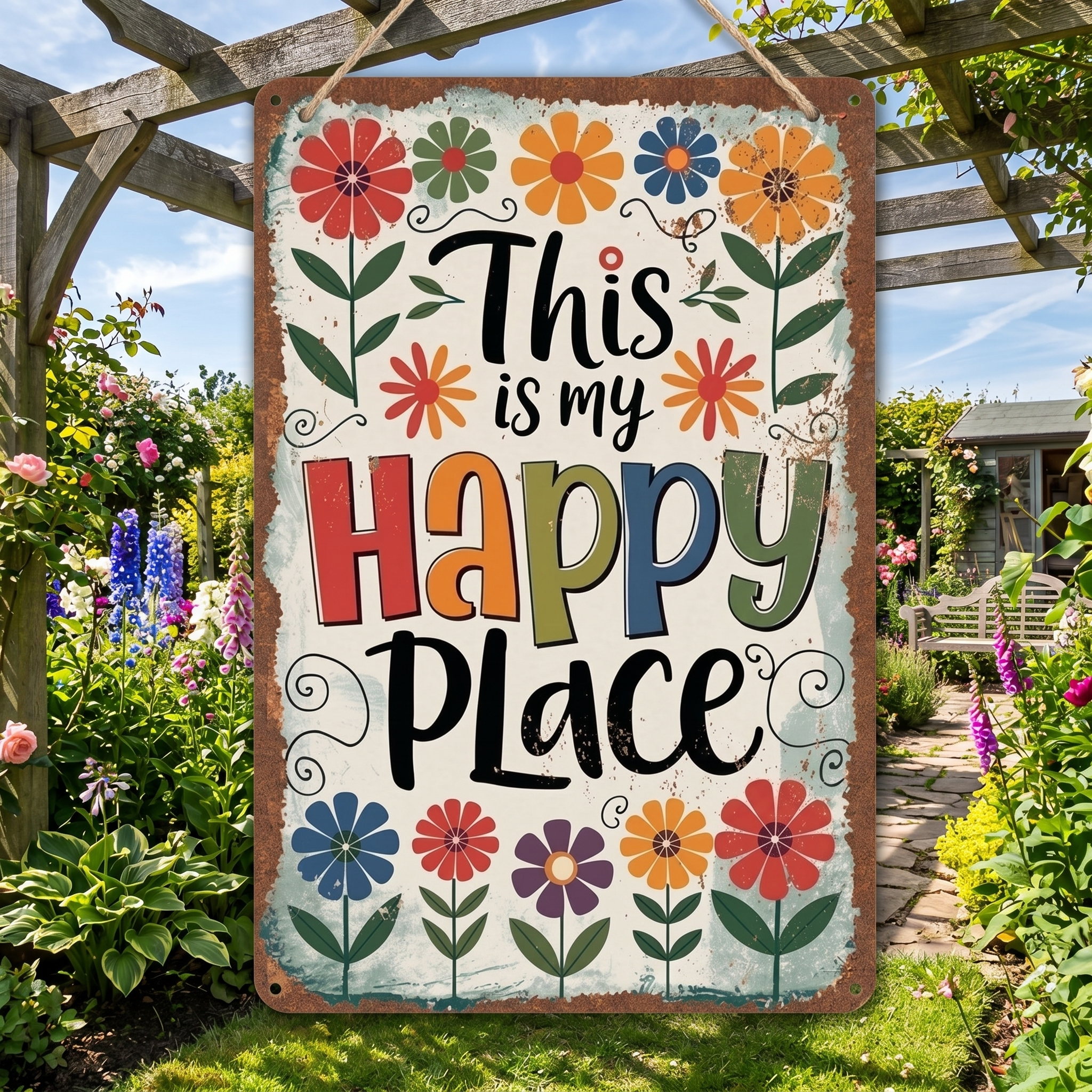 "This Is My Happy Place" Colorful Home Decor