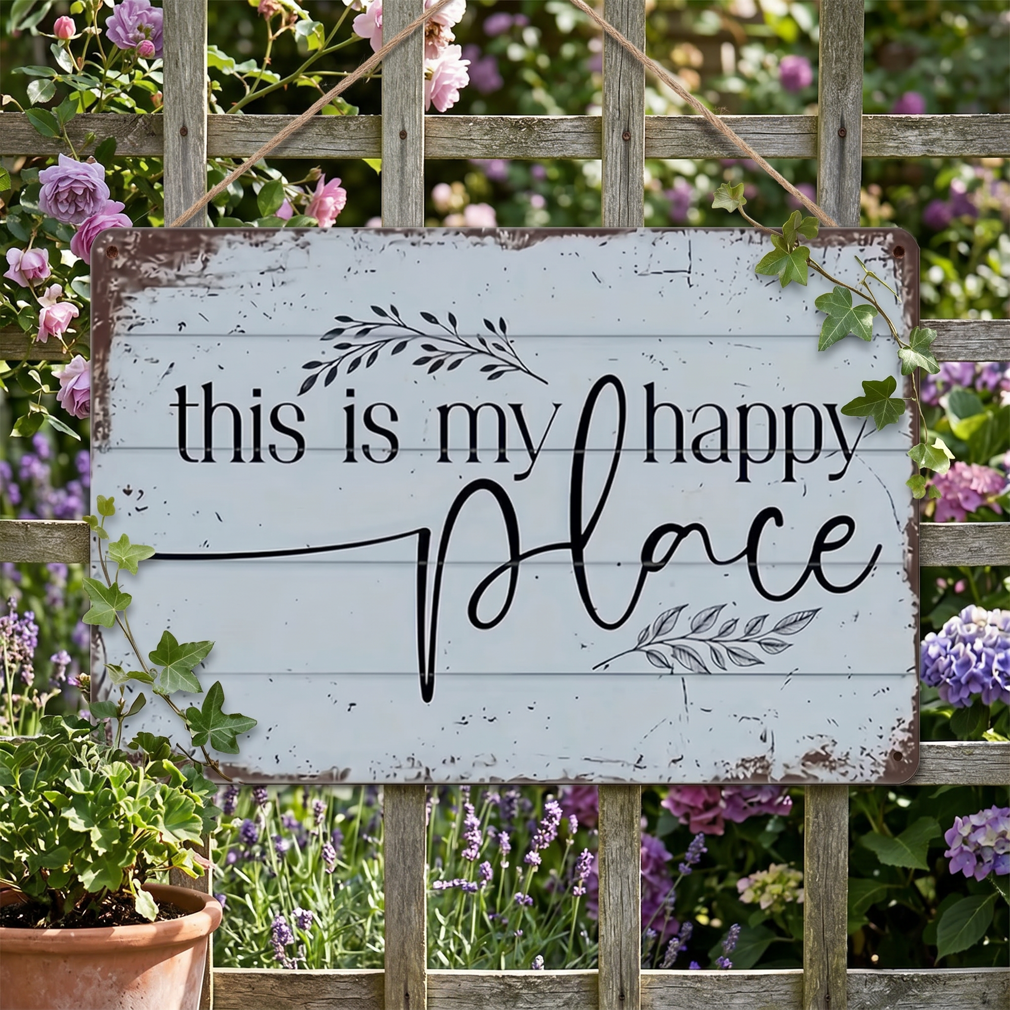 “This is my happy place ”Rectangle Home Decor Sign