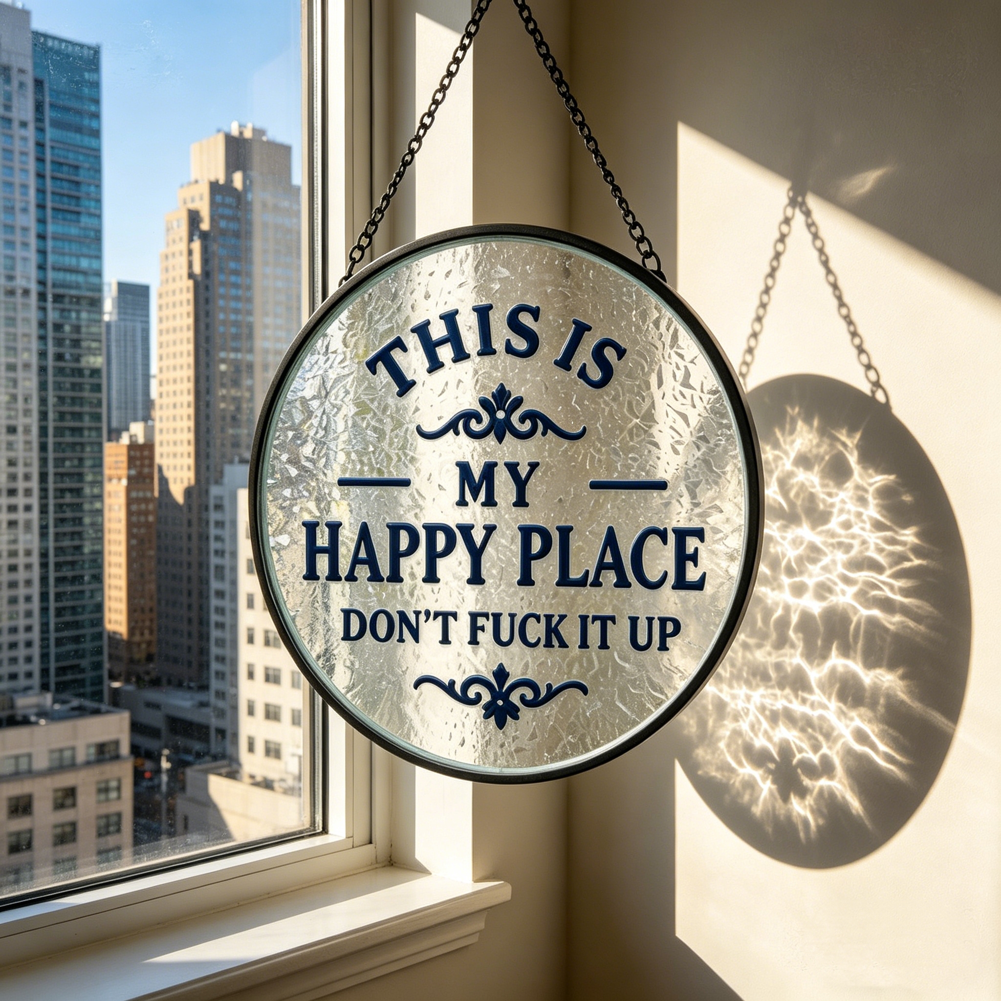 Glass Window Hanging Suncatcher--This Is My Happy Place