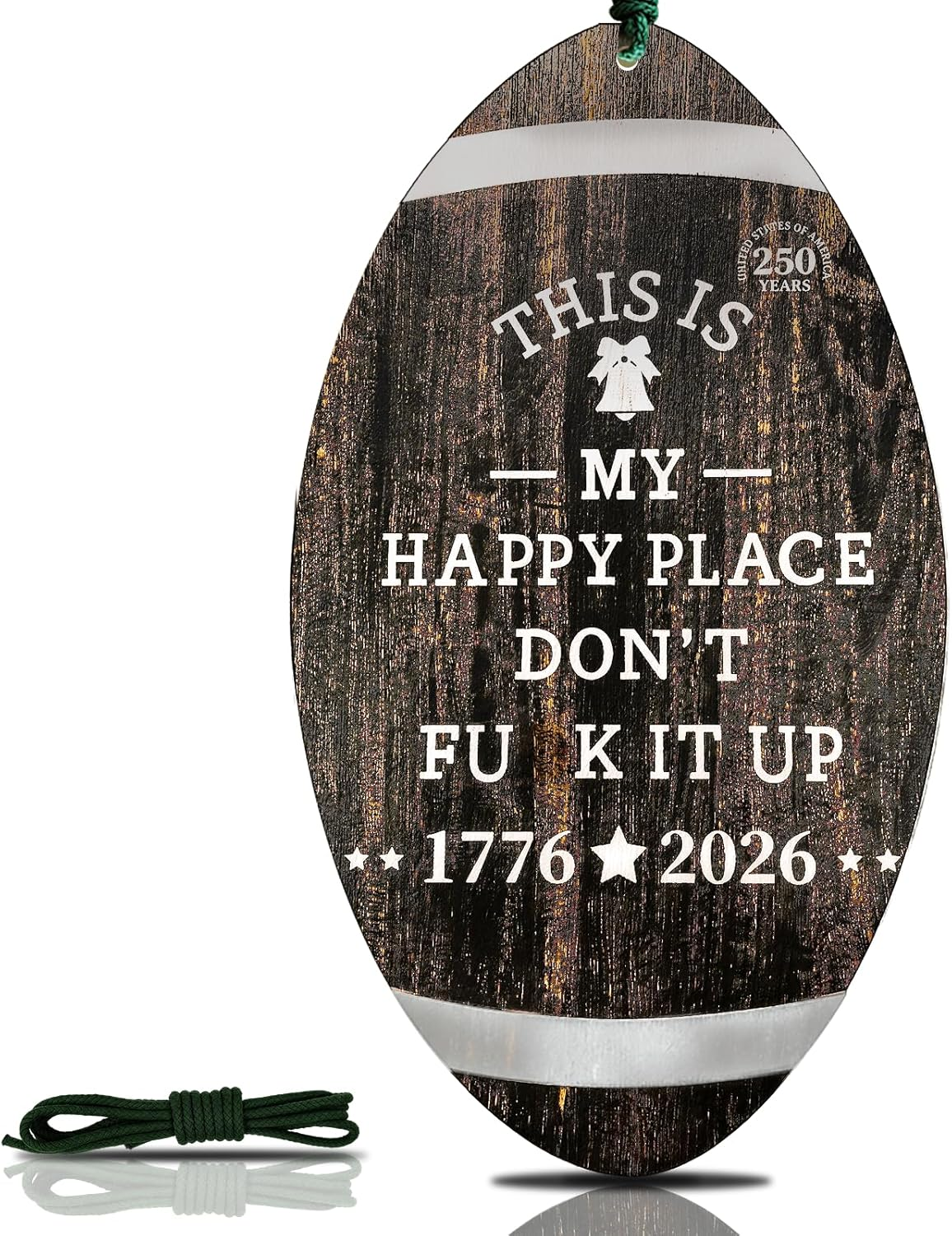 “This Is My Happy Place”-Rugby Ball-Shaped Sign