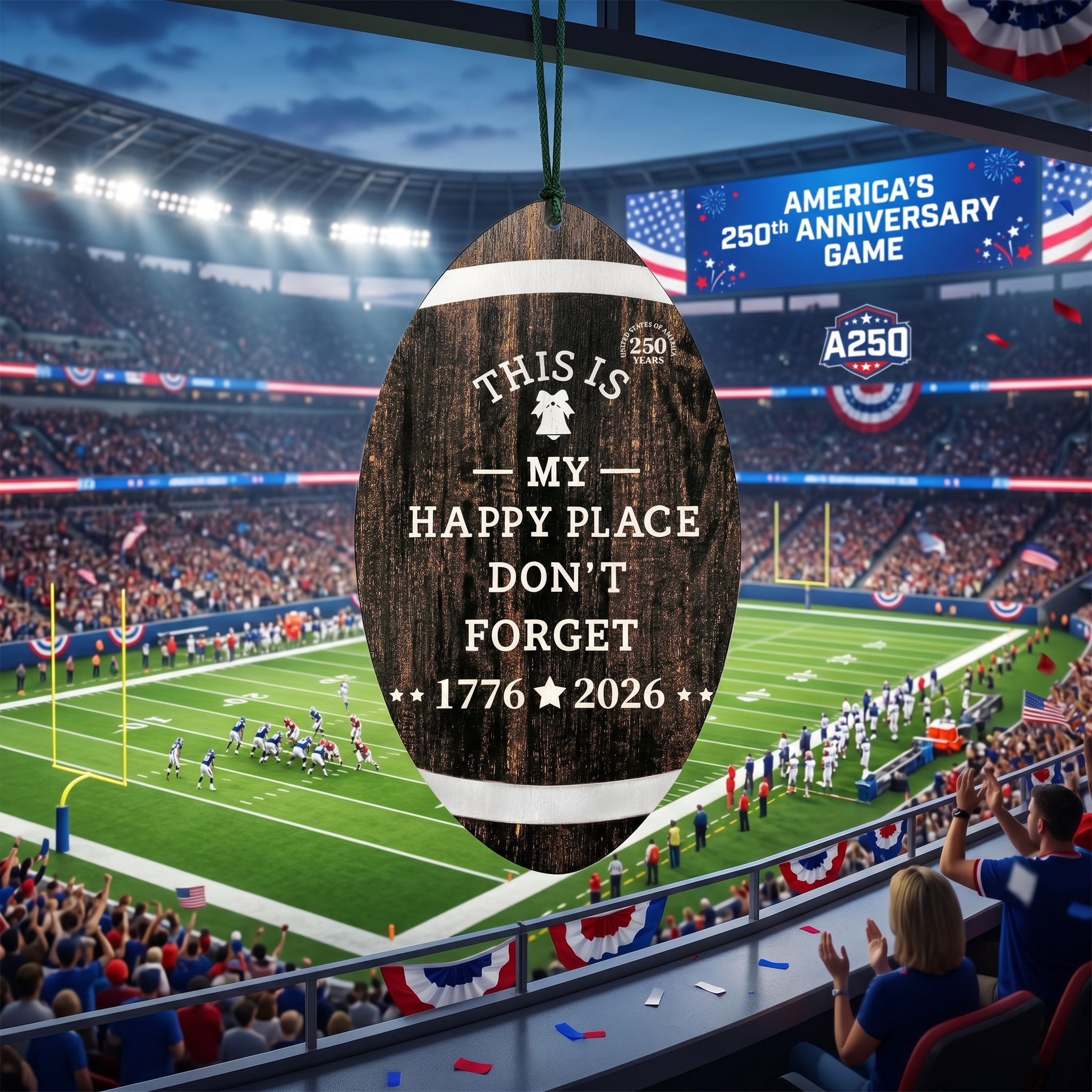 “This Is My Happy Place”-Rugby Ball-Shaped Sign