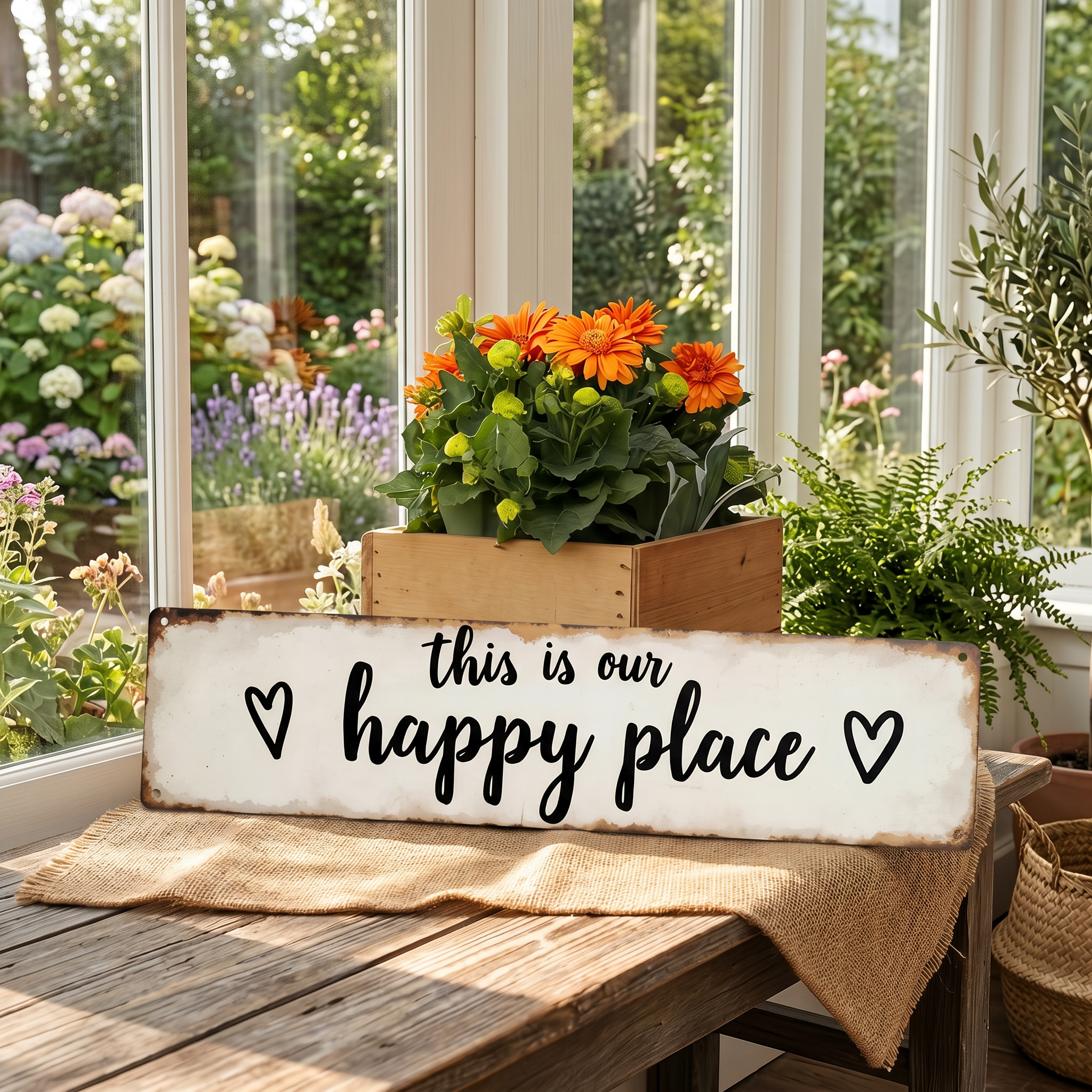1pc Rustic "This Is Our Happy Place" Metal Wall Sign