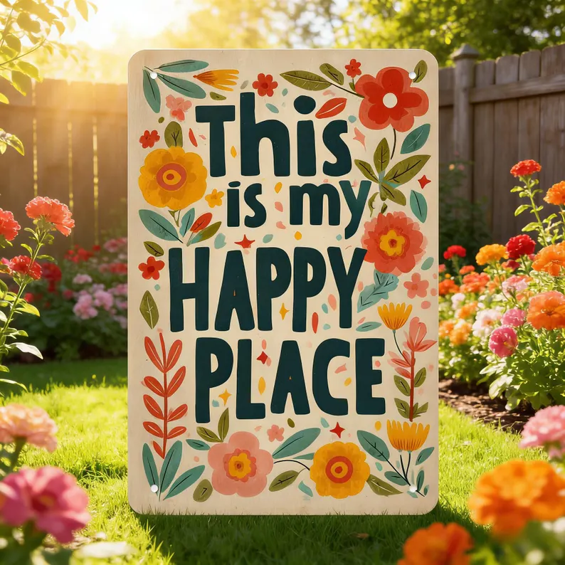"This Is My Happy Place "Flower Vintage Tin Sign🌸