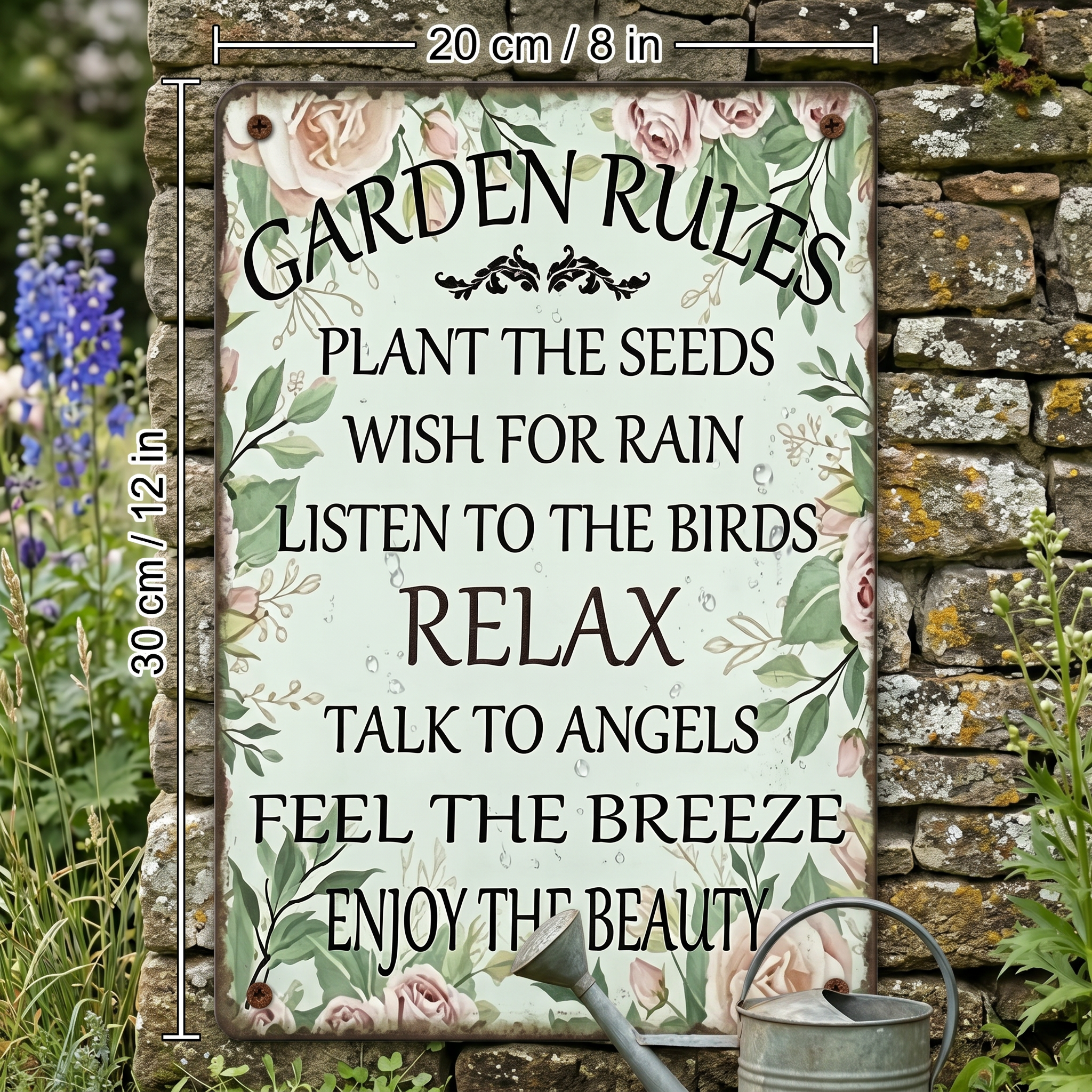 Garden Sign-Rose Garden Rules: Stay Relaxed 🌱💛
