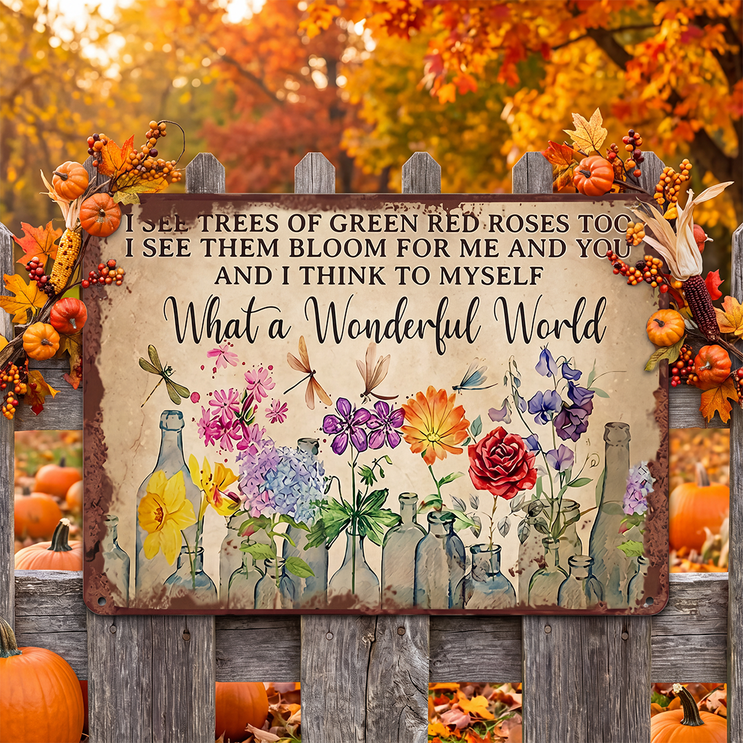 Fall Garden Sign-What a Wonderful World