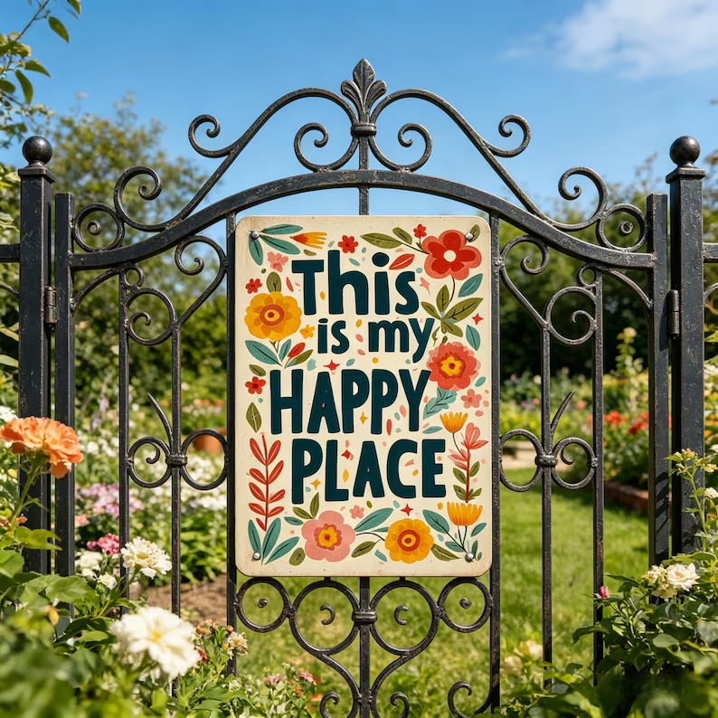 "This Is My Happy Place "Flower Vintage Tin Sign🌸