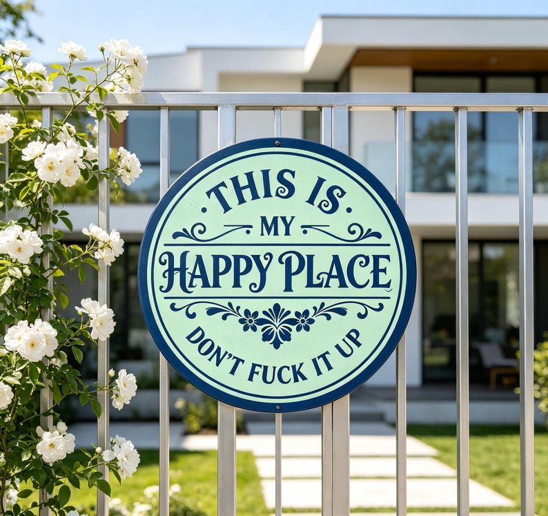 This Is My Happy Place Metal Sign – Rustic Farmhouse Wall Decor for Home, Garden, Patio, Porch