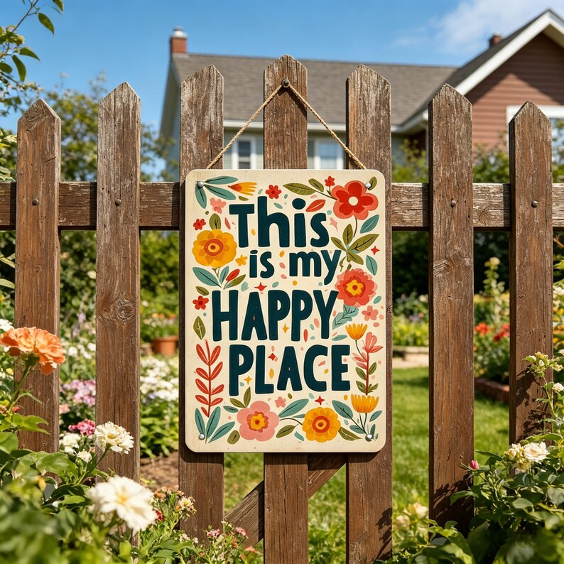 "This Is My Happy Place "Flower Vintage Tin Sign🌸