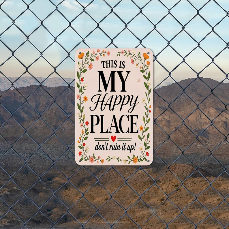 🌻🧡 This Is My Happy Place Sign | Wall Decor | Funny & Sassy Quote Plaque 😂💬 | Weatherproof Gift For Plant Lovers 🌿🎁💚