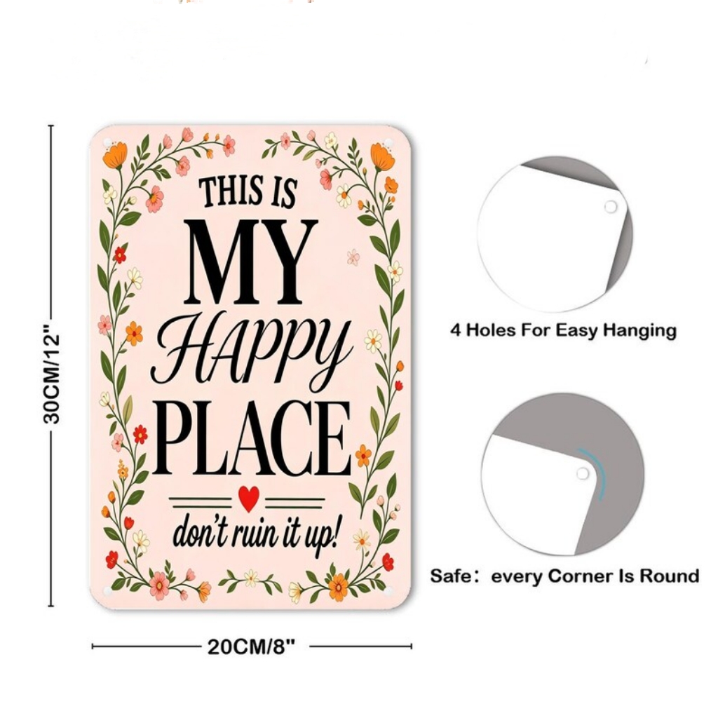 🌻🧡 This Is My Happy Place Sign | Wall Decor | Funny & Sassy Quote Plaque 😂💬 | Weatherproof Gift For Plant Lovers 🌿🎁💚