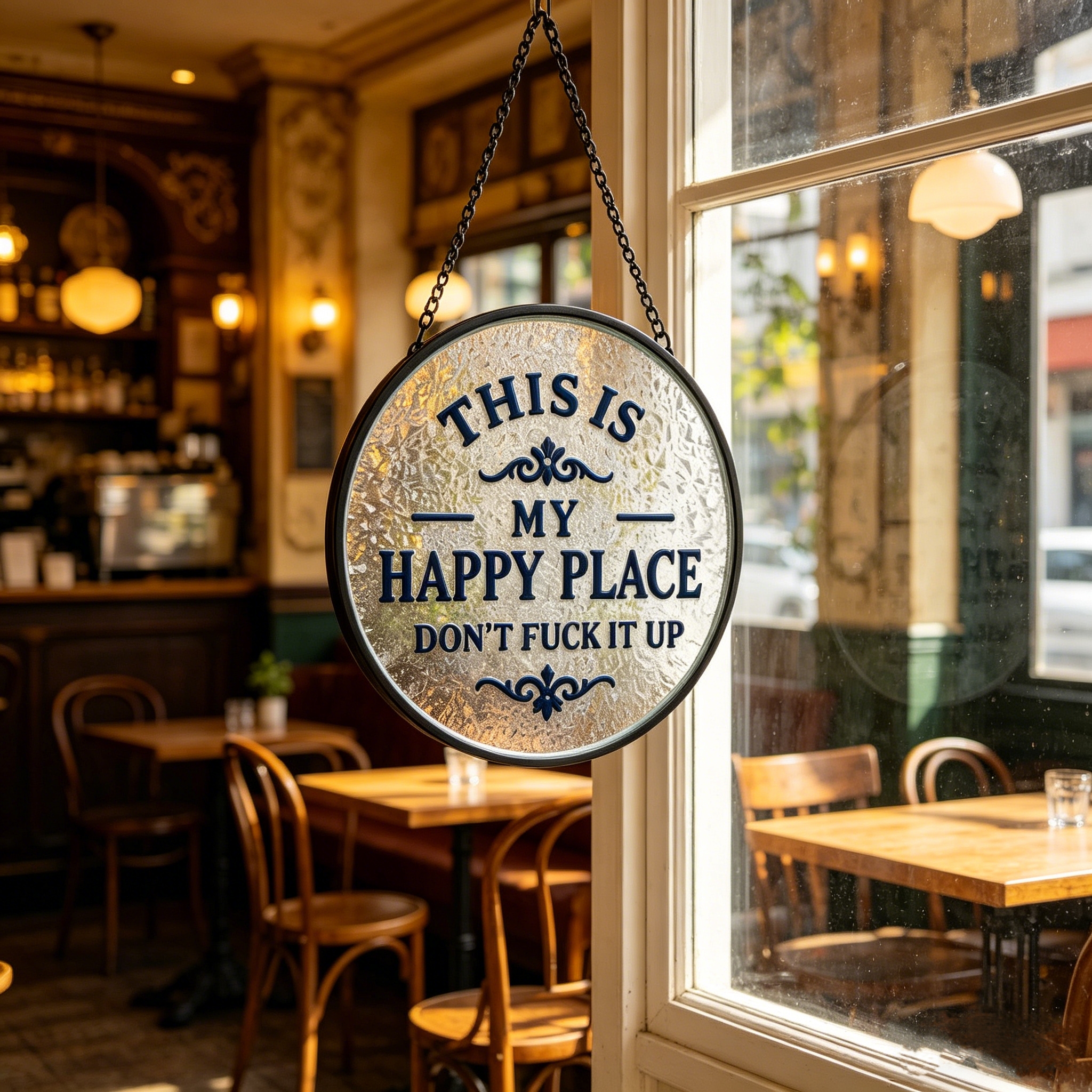 Glass Window Hanging Suncatcher--This Is My Happy Place