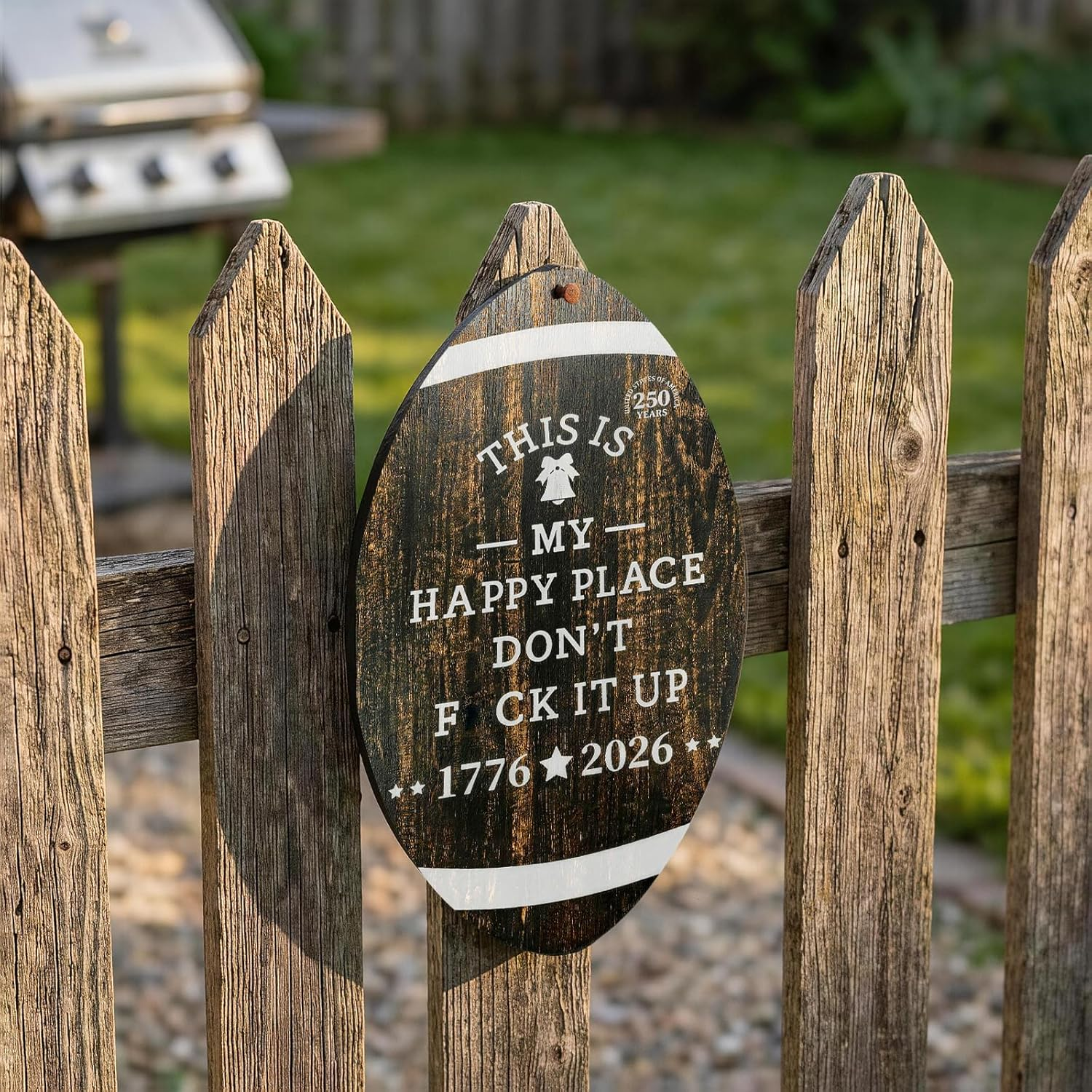 “This Is My Happy Place”-Rugby Ball-Shaped Sign