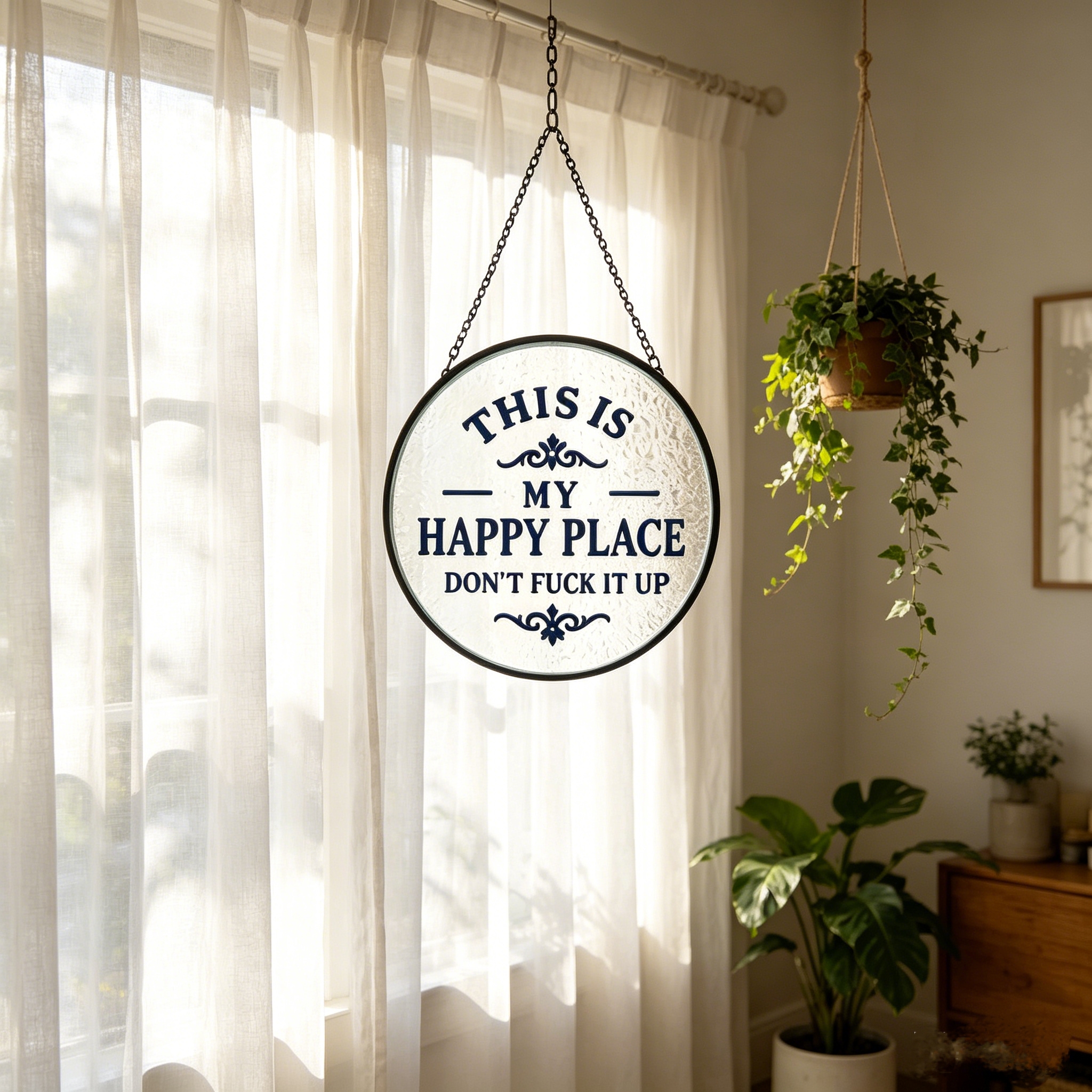 Glass Window Hanging Suncatcher--This Is My Happy Place