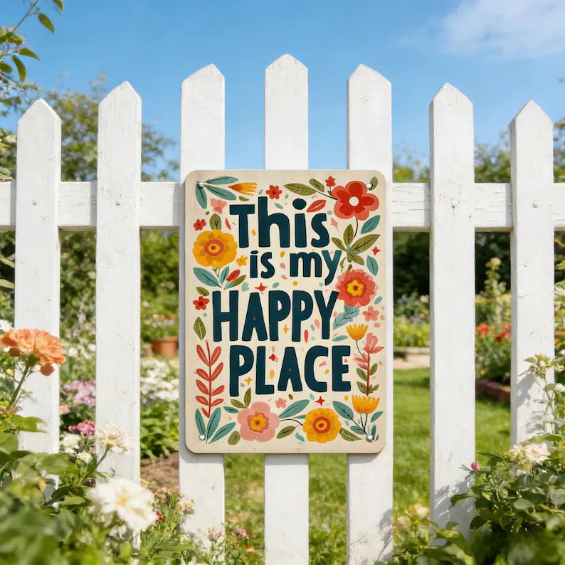 "This Is My Happy Place "Flower Vintage Tin Sign🌸