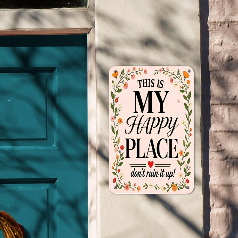 🌻🧡 This Is My Happy Place Sign | Wall Decor | Funny & Sassy Quote Plaque 😂💬 | Weatherproof Gift For Plant Lovers 🌿🎁💚