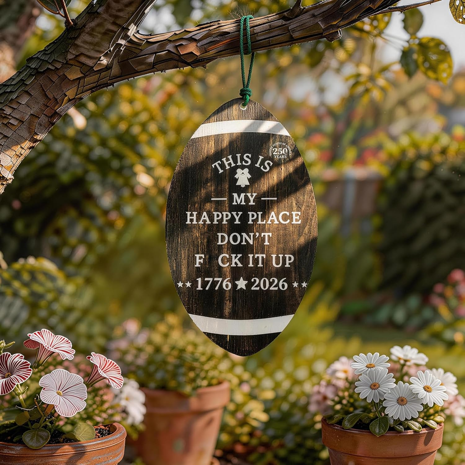 “This Is My Happy Place”-Rugby Ball-Shaped Sign
